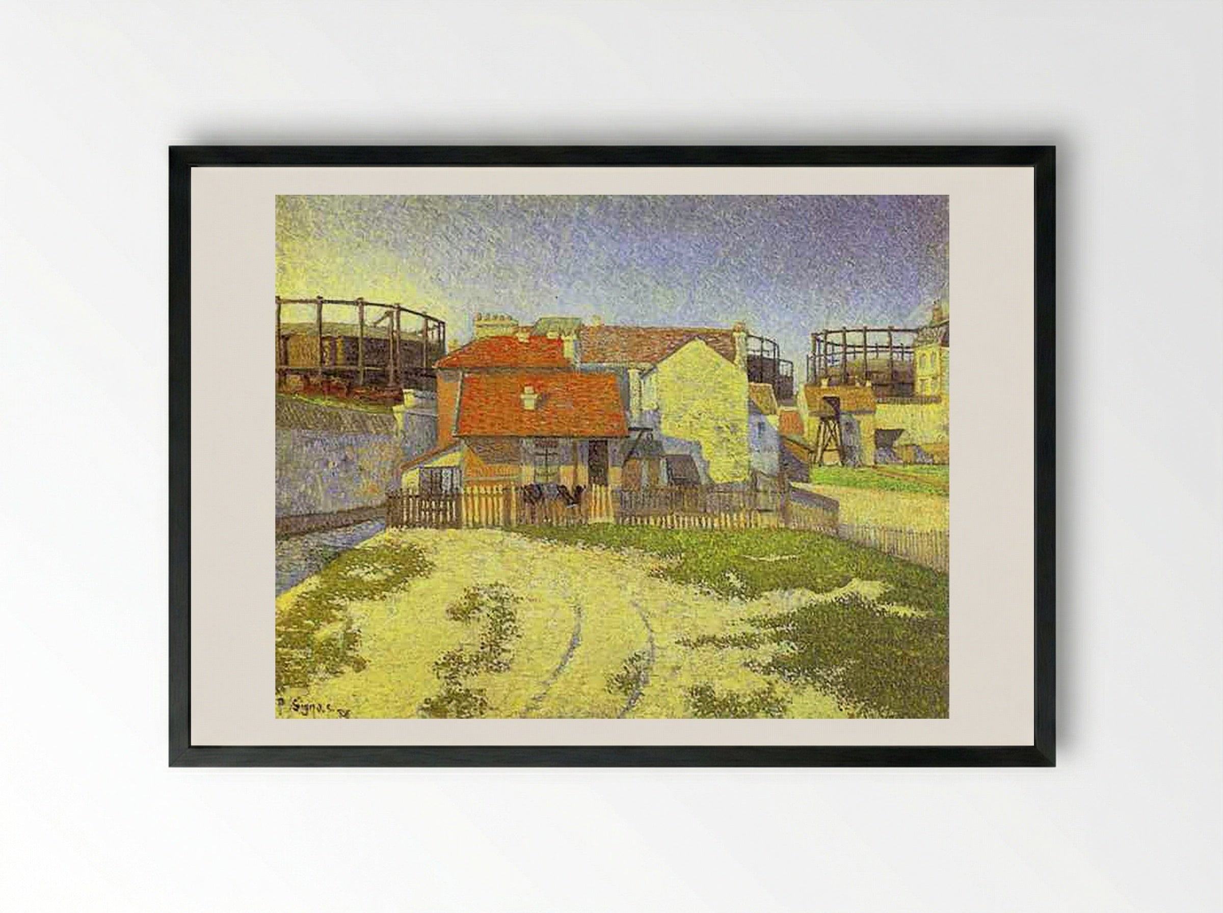 Gasometers at Clichy - Paul Signac - Framed Print Black