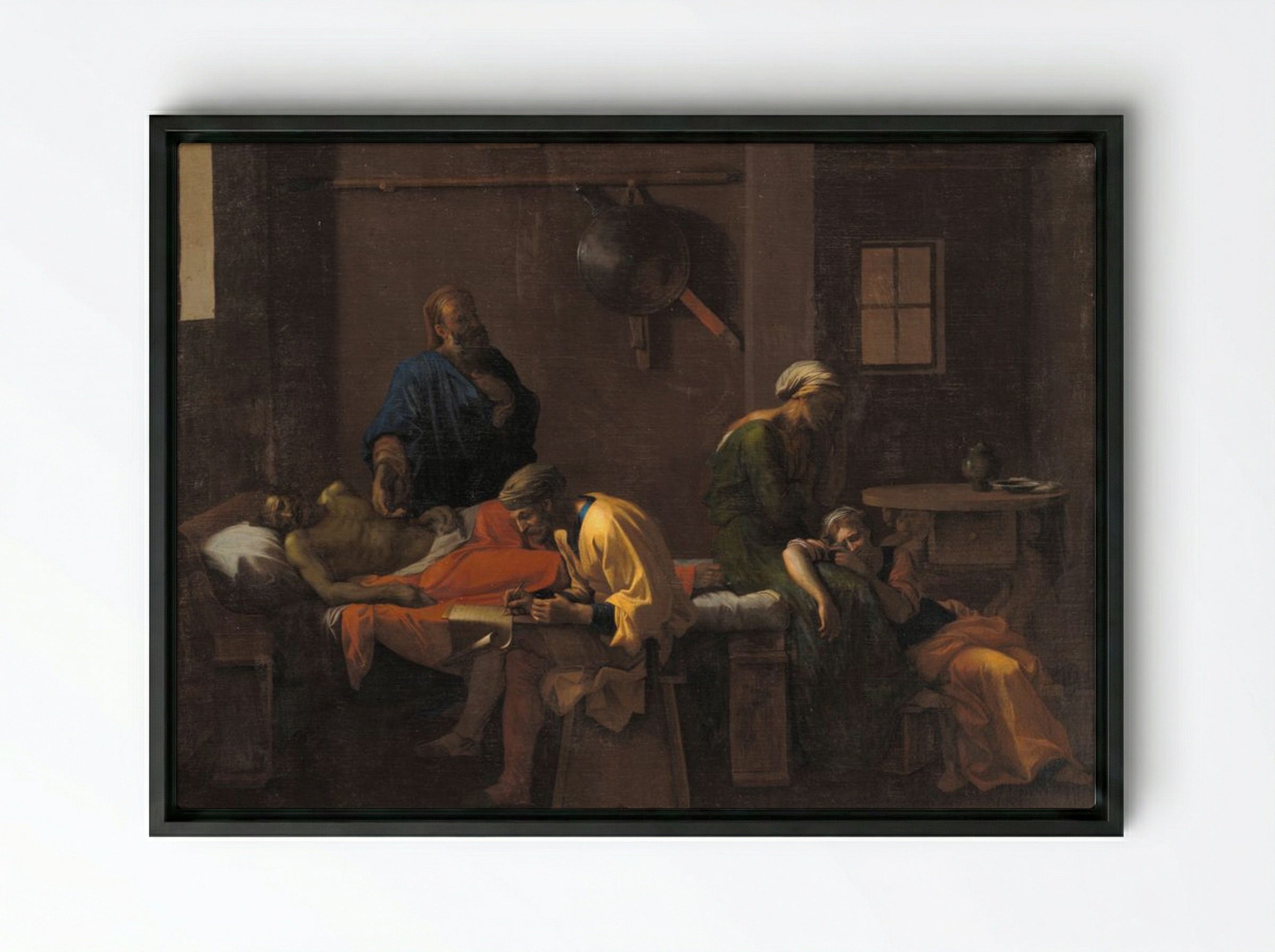 The Testament of Eudamidas - Nicolas Poussin - Framed Canvas Black