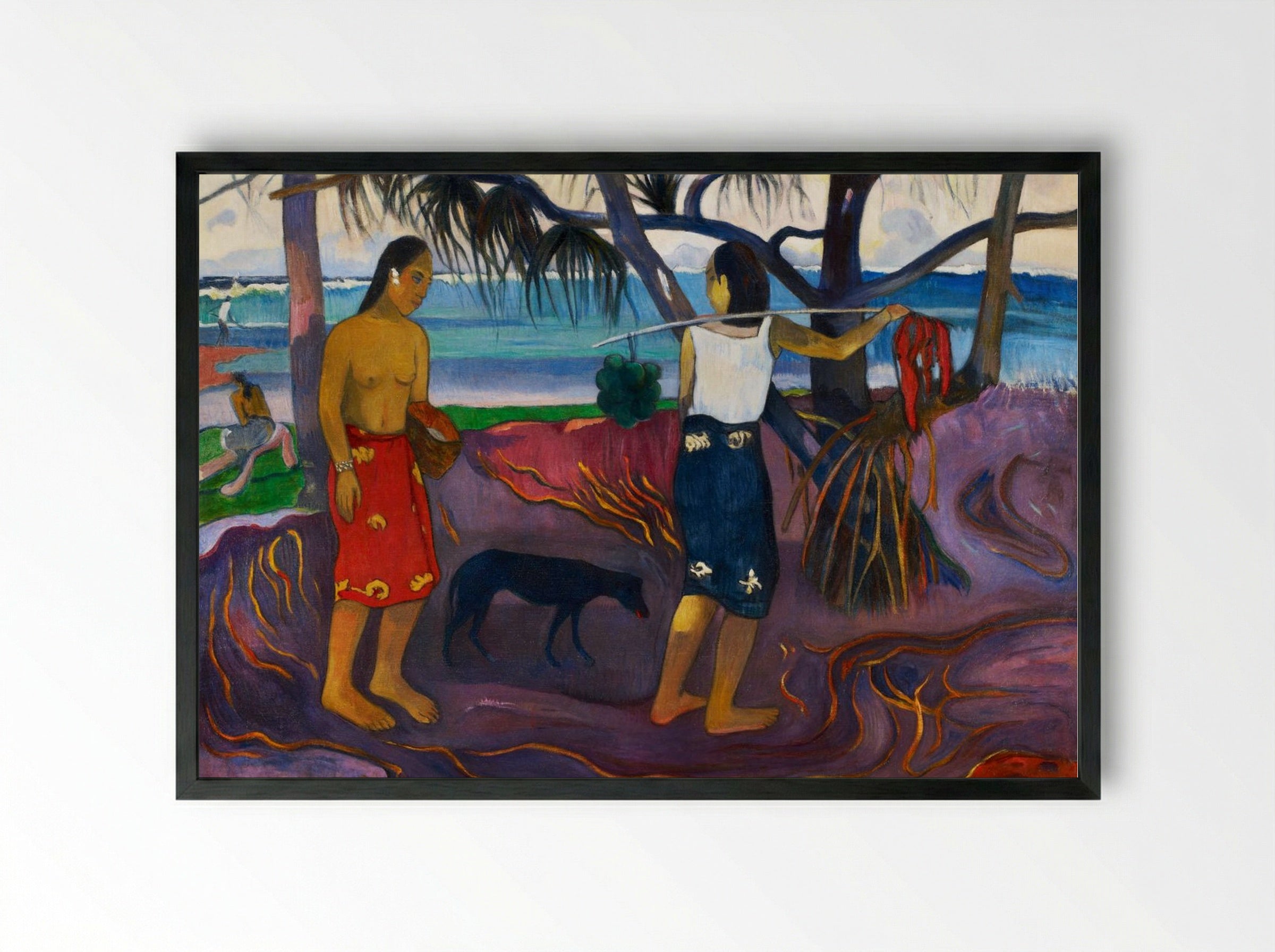 I Raro Te Oviri (Under the Pandanus) - Paul Gauguin - Framed Print Black