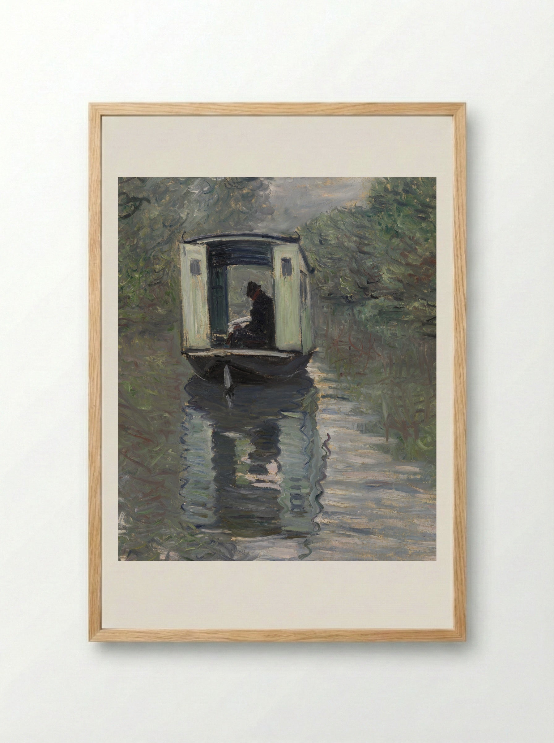 The Studio Boat (Le Bateau-atelier) - Claude Monet - Framed Print Wood