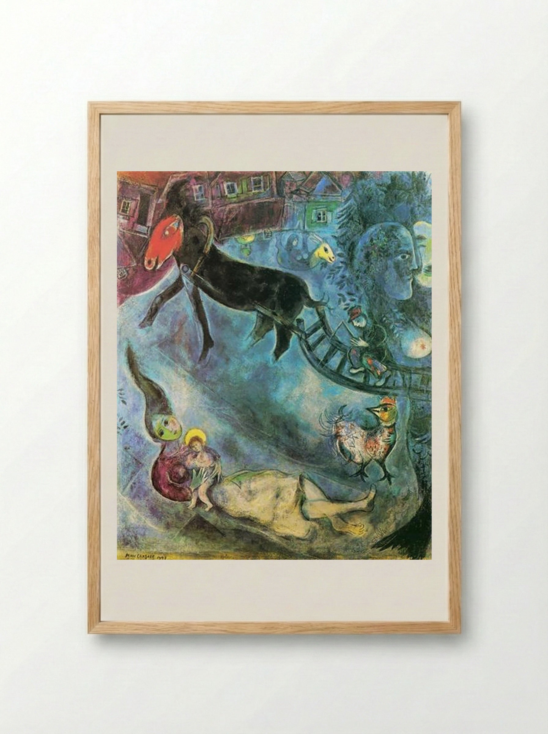 Madonna with the Sleigh - Marc Chagall - Framed Print Wood