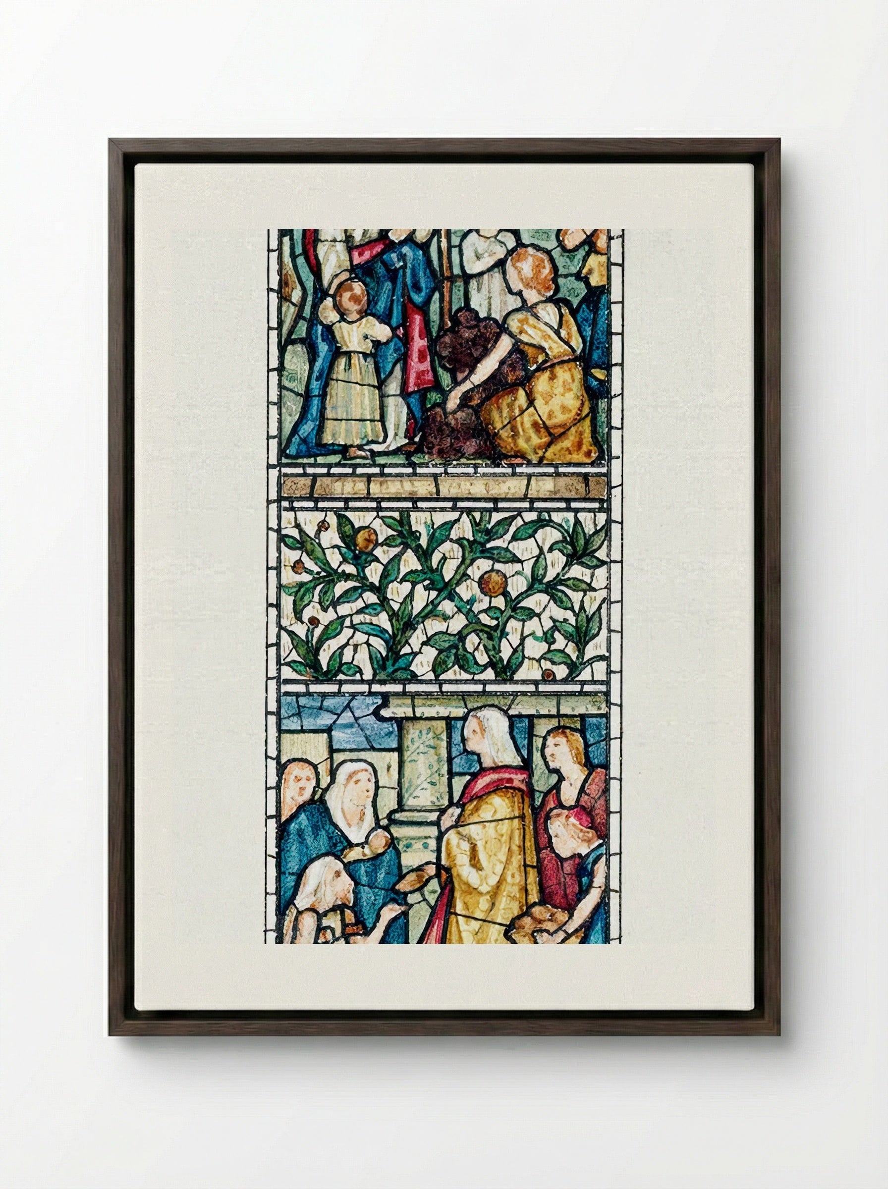 Design for Stained Glass, Southeast Window, Nave, Paisley Abbey, Scotland - Edward Burne-Jones - Framed Canvas Dark Wood
