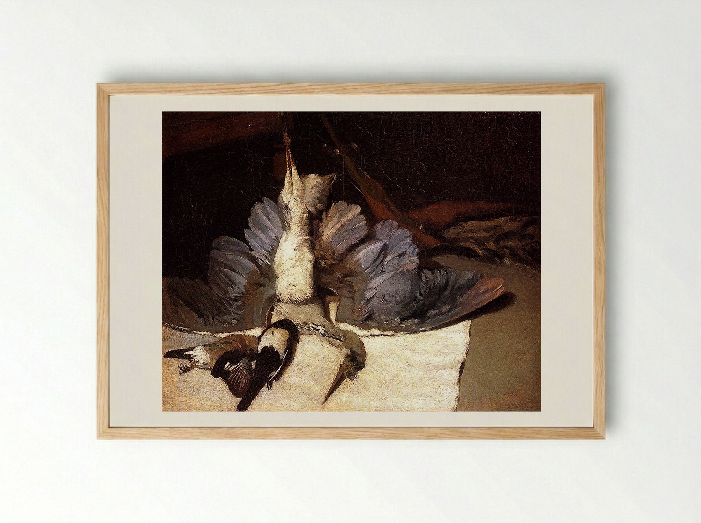 Still Life with Heron and Other Birds - Jean-Baptiste Oudry - Framed Print Wood