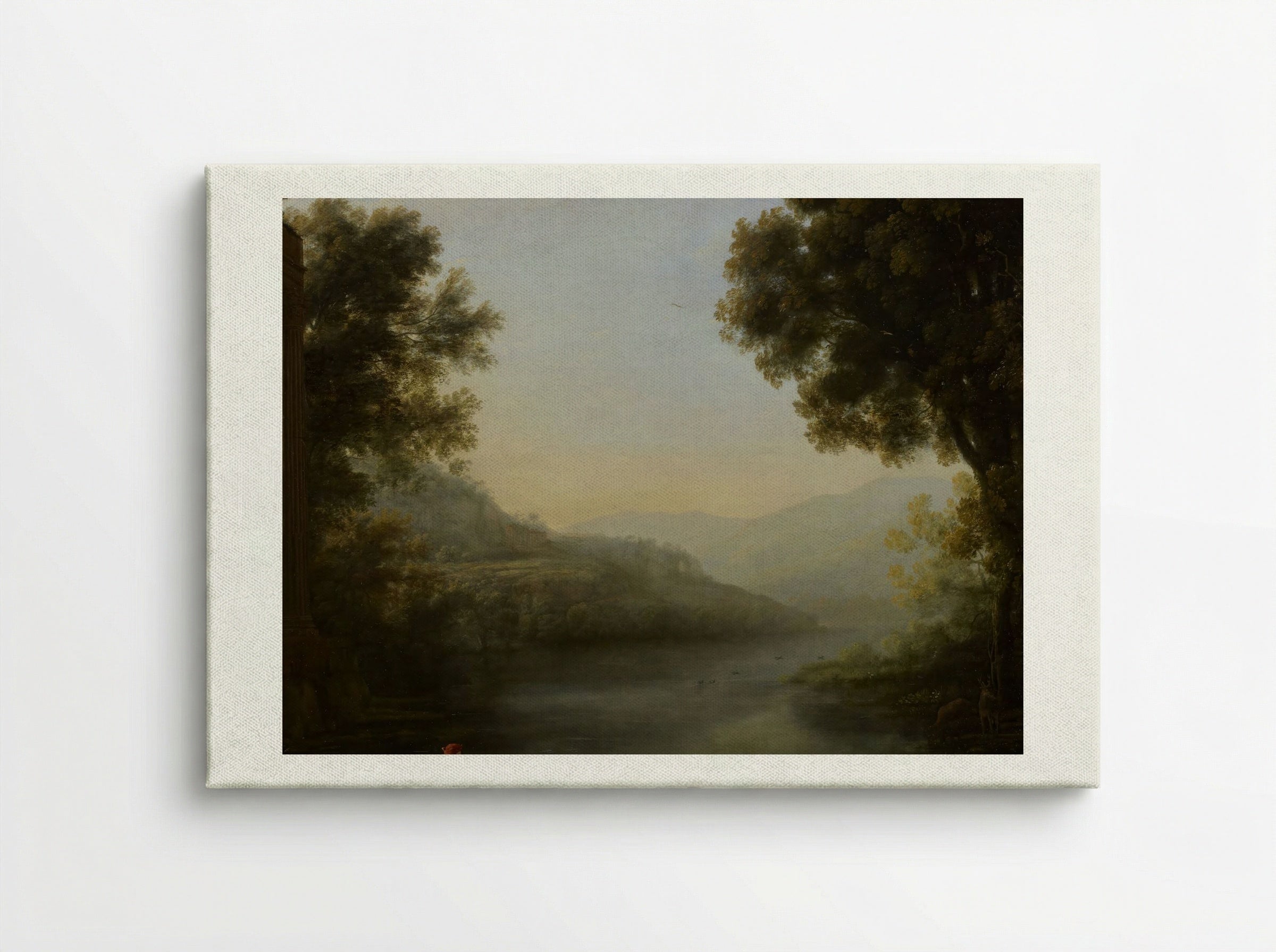 Two Goat Herders Seated on the Left Bank of a River Amidst Their Flock - Nicolaes Berchem - Canvas