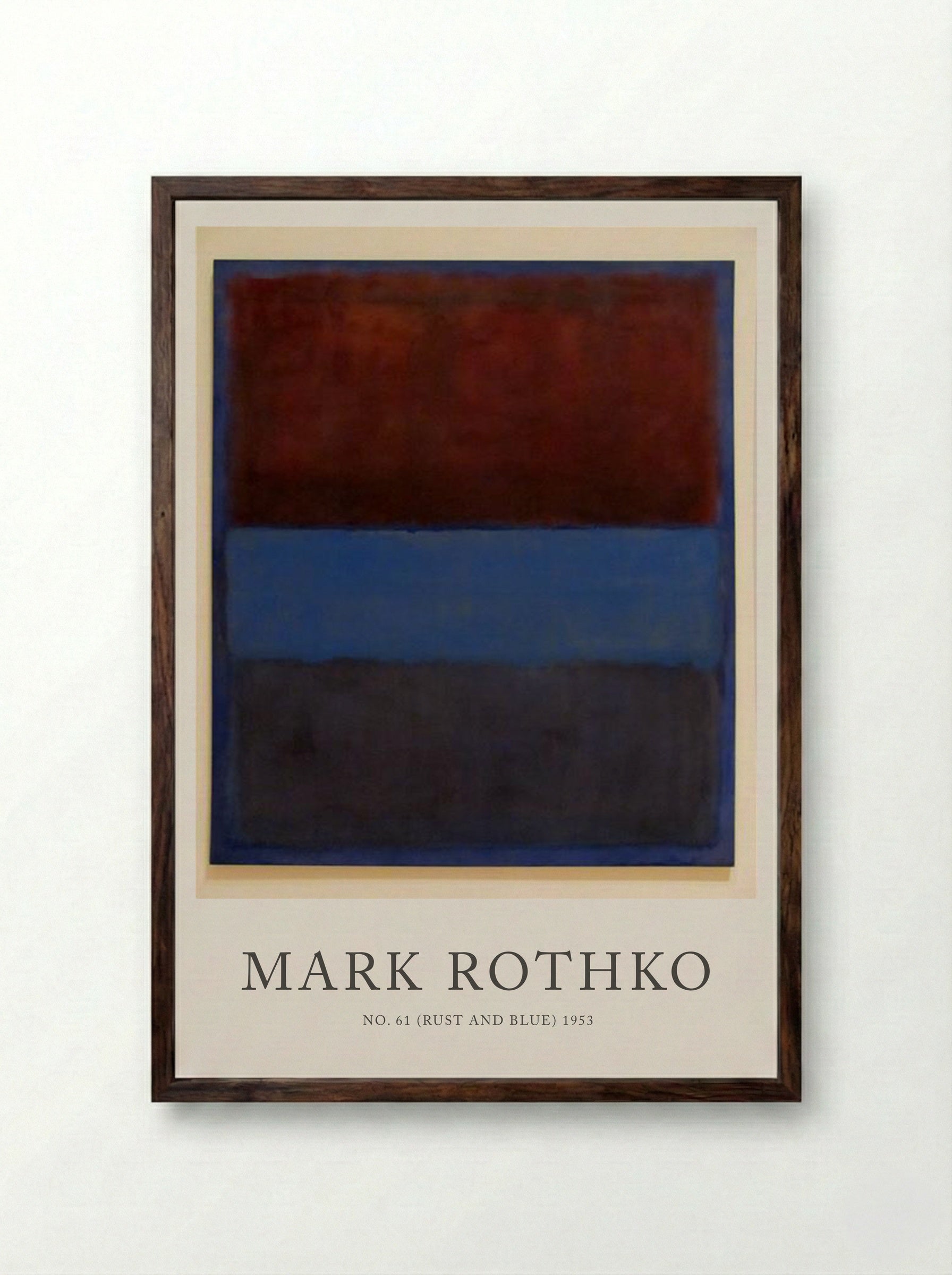 No. 61 (Rust and Blue) - Mark Rothko - Framed Print Dark Wood
