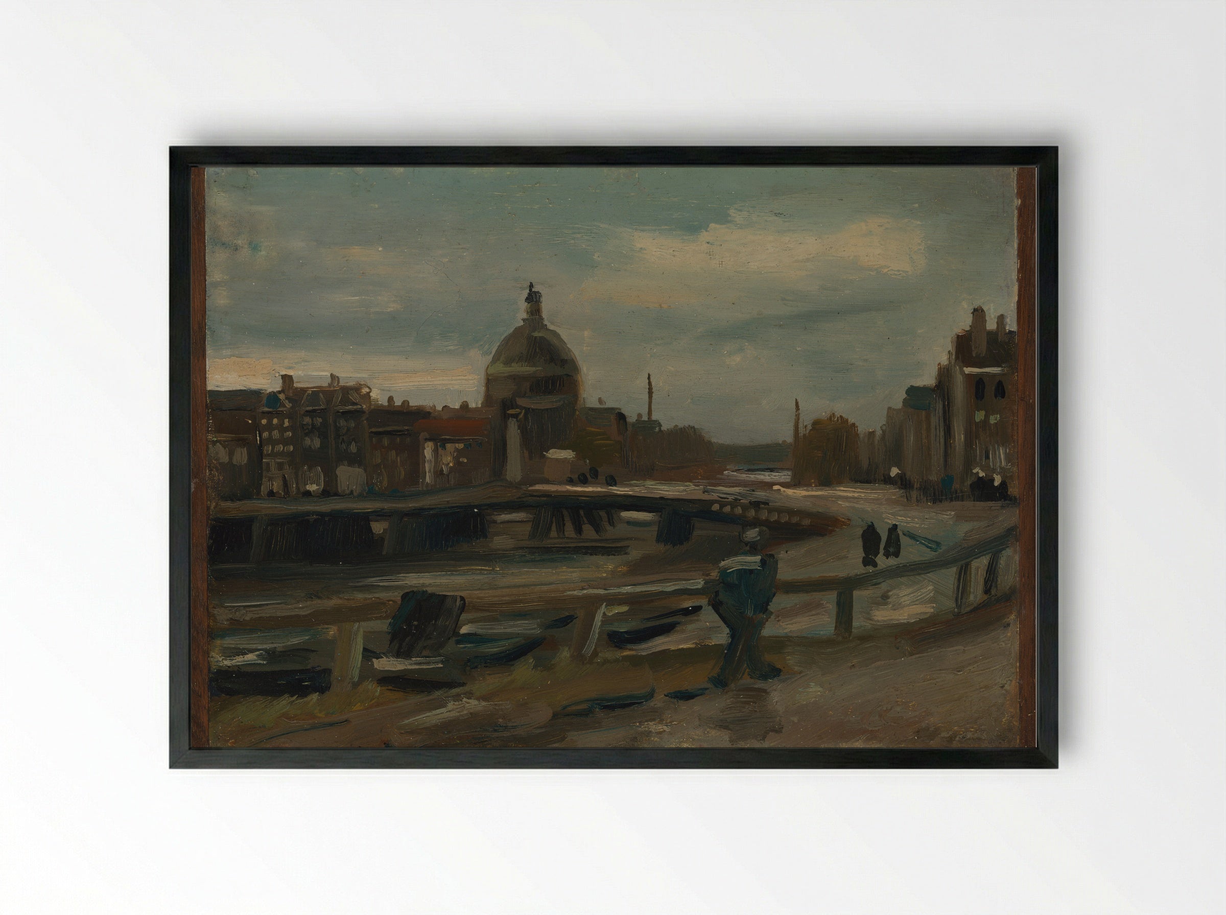 Het Singel bij de Lutherse Kerk te Amsterdam - Vincent van Gogh - Framed Print Black
