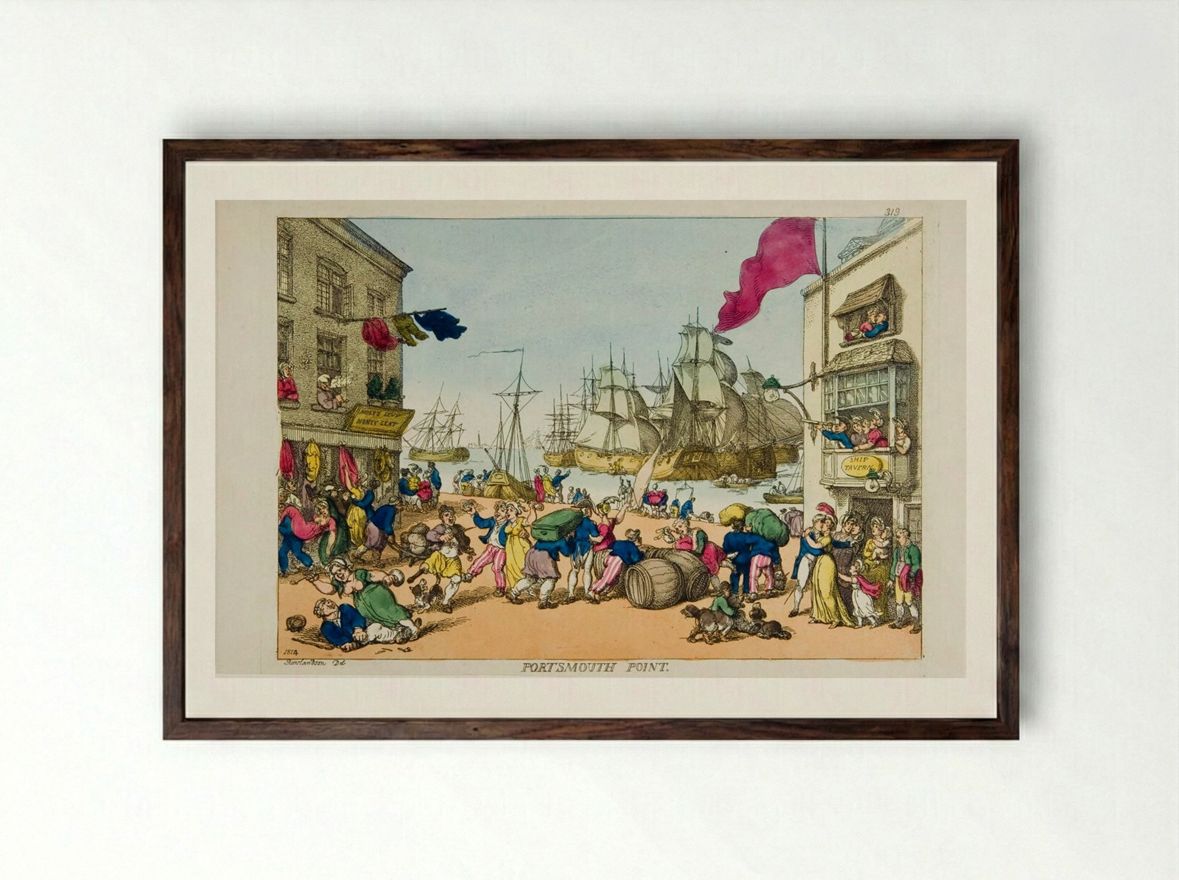 Portsmouth Point - Thomas Rowlandson - Framed Print Dark Wood