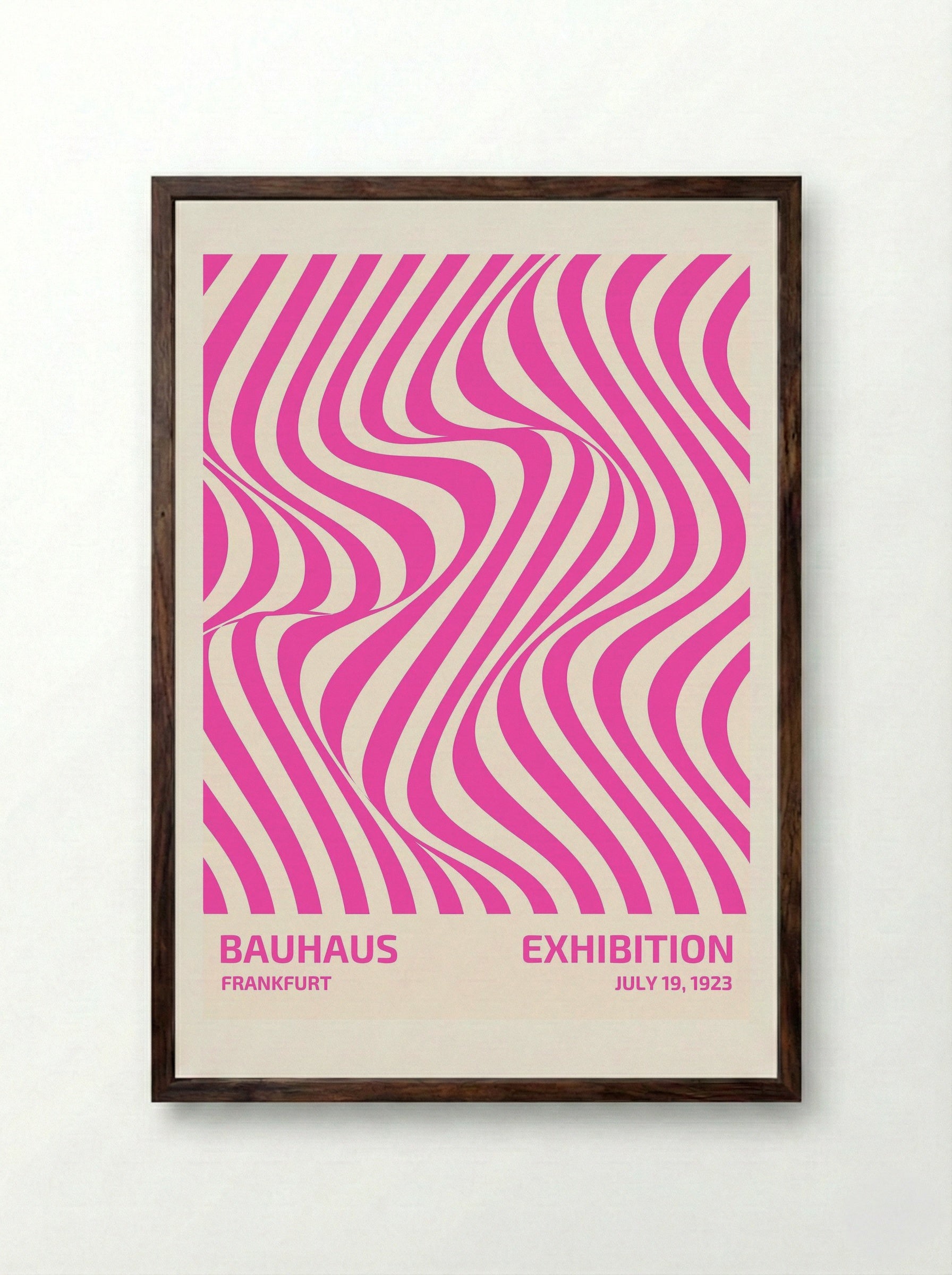 Bauhaus Optical Flow - Pink Edition (1923 Frankfurt) - Framed Print Dark Wood