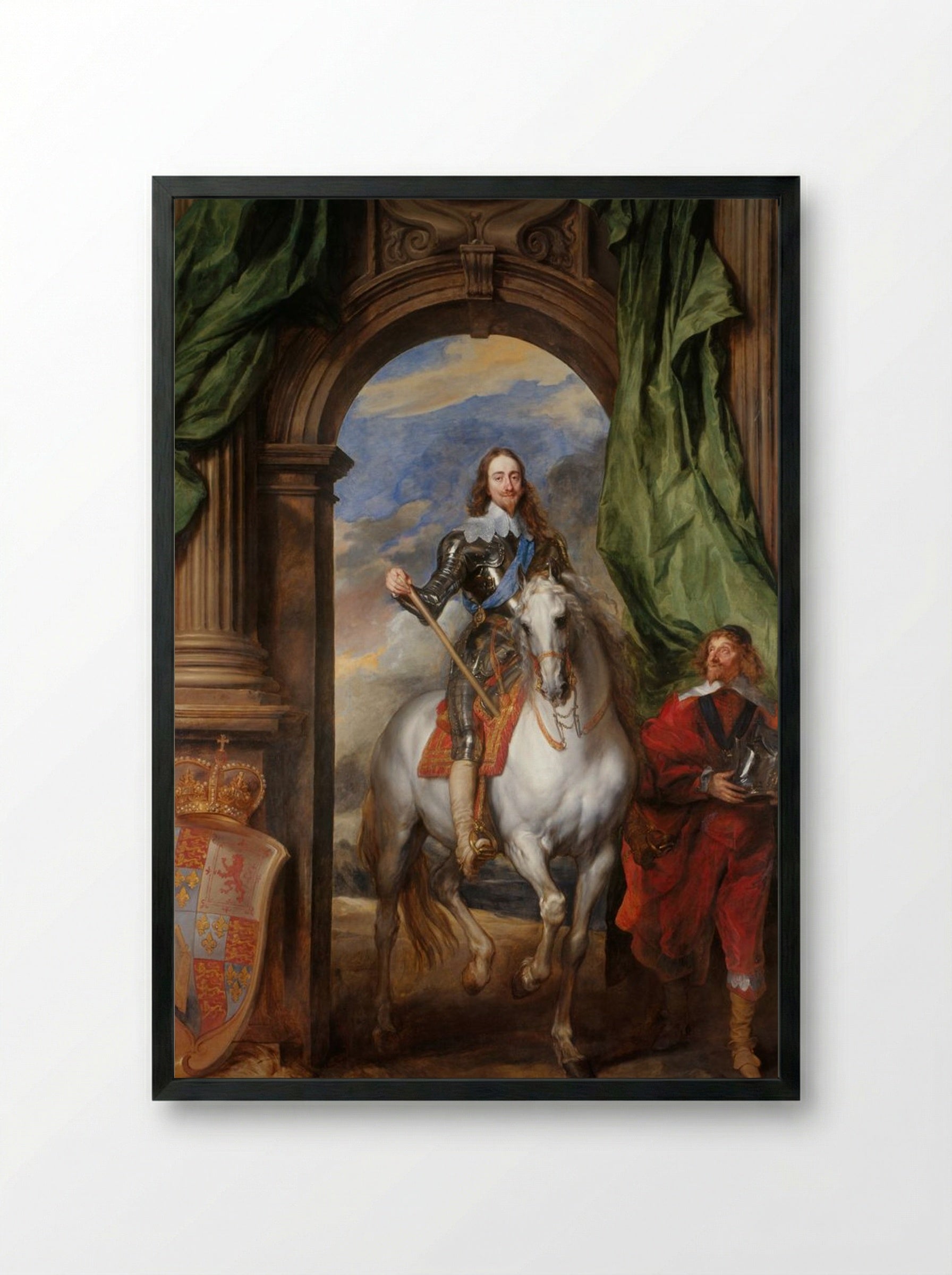 Charles I at the Hunt - Anthony van Dyck - Framed Print Black