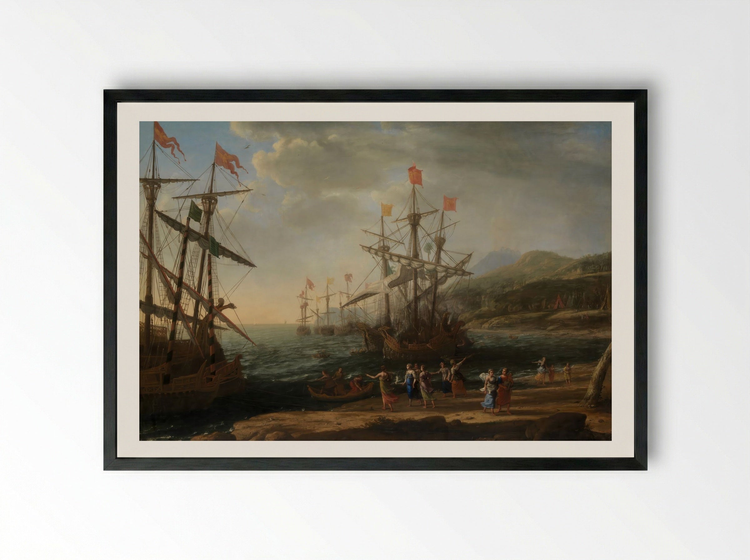 The Trojan Women Setting Fire to Their Fleet - Claude Lorrain - Framed Print Black