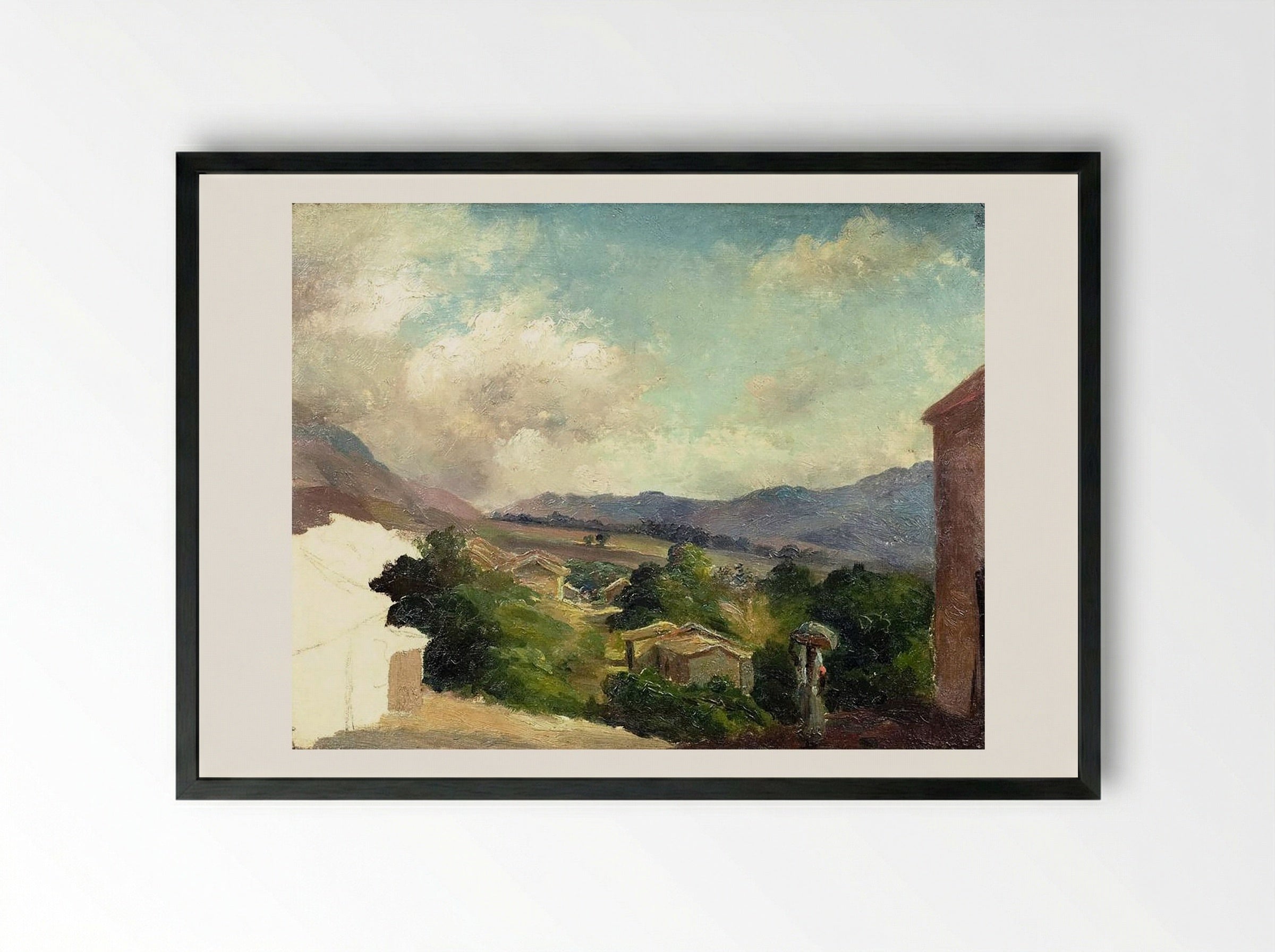 Mountain Landscape at Saint Thomas, Antilles (Unfinished) - Camille Pissarro - Framed Print Black