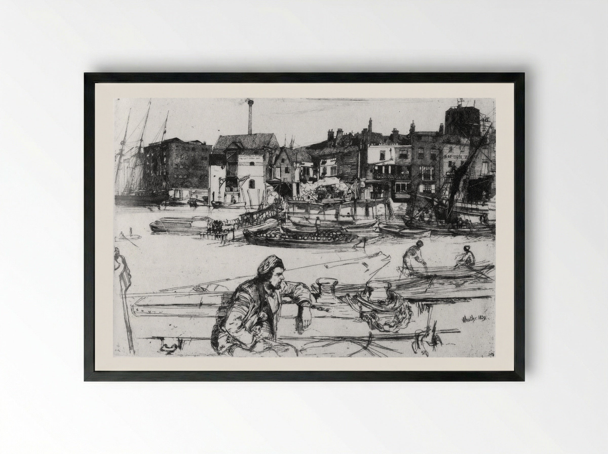 Black Lion Wharf - James McNeill Whistler - Framed Print Black