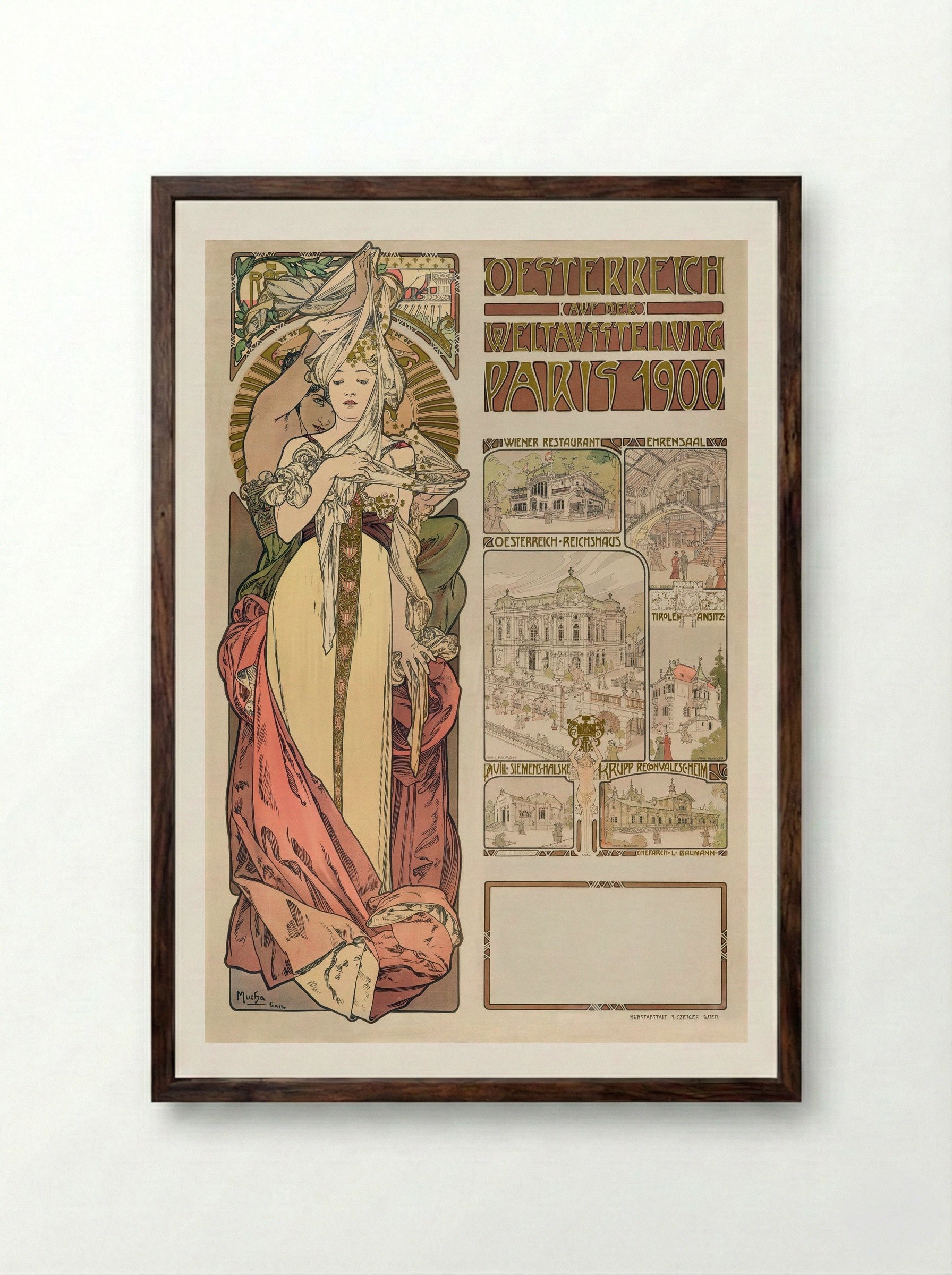 Austria at the Exposition Universelle, Paris 1900 - Alphonse Mucha - Framed Print Dark Wood