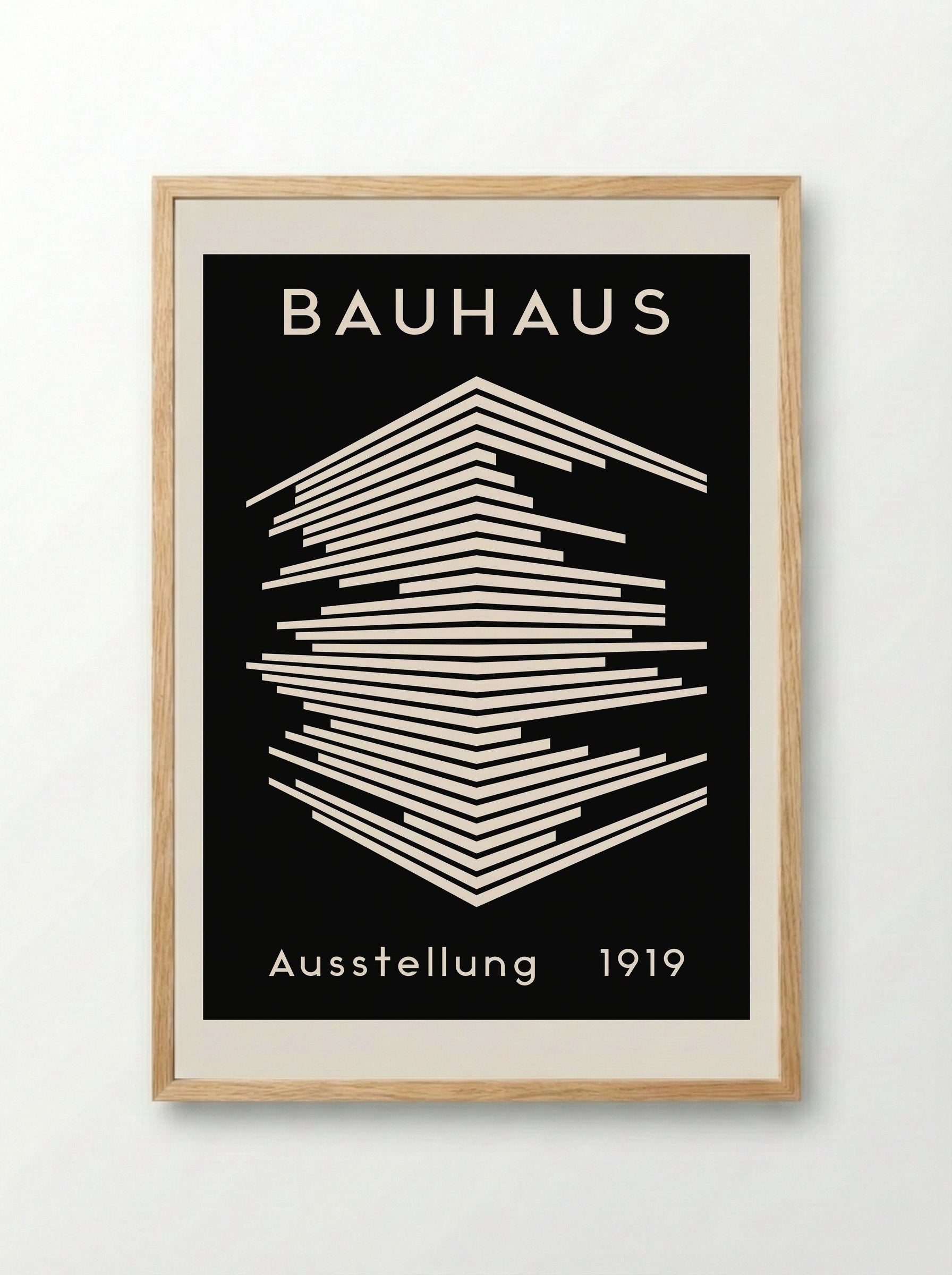 Bauhaus Architectural Lines on Black - Framed Print Wood