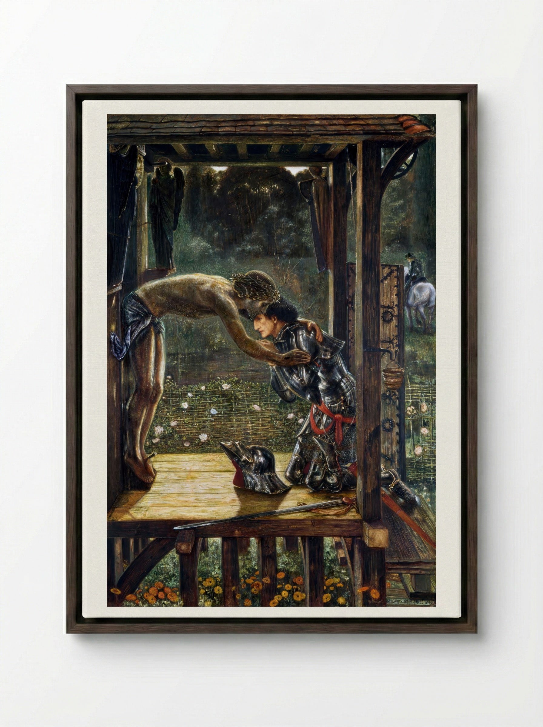 The Merciful Knight - Edward Burne-Jones - Framed Canvas Dark Wood