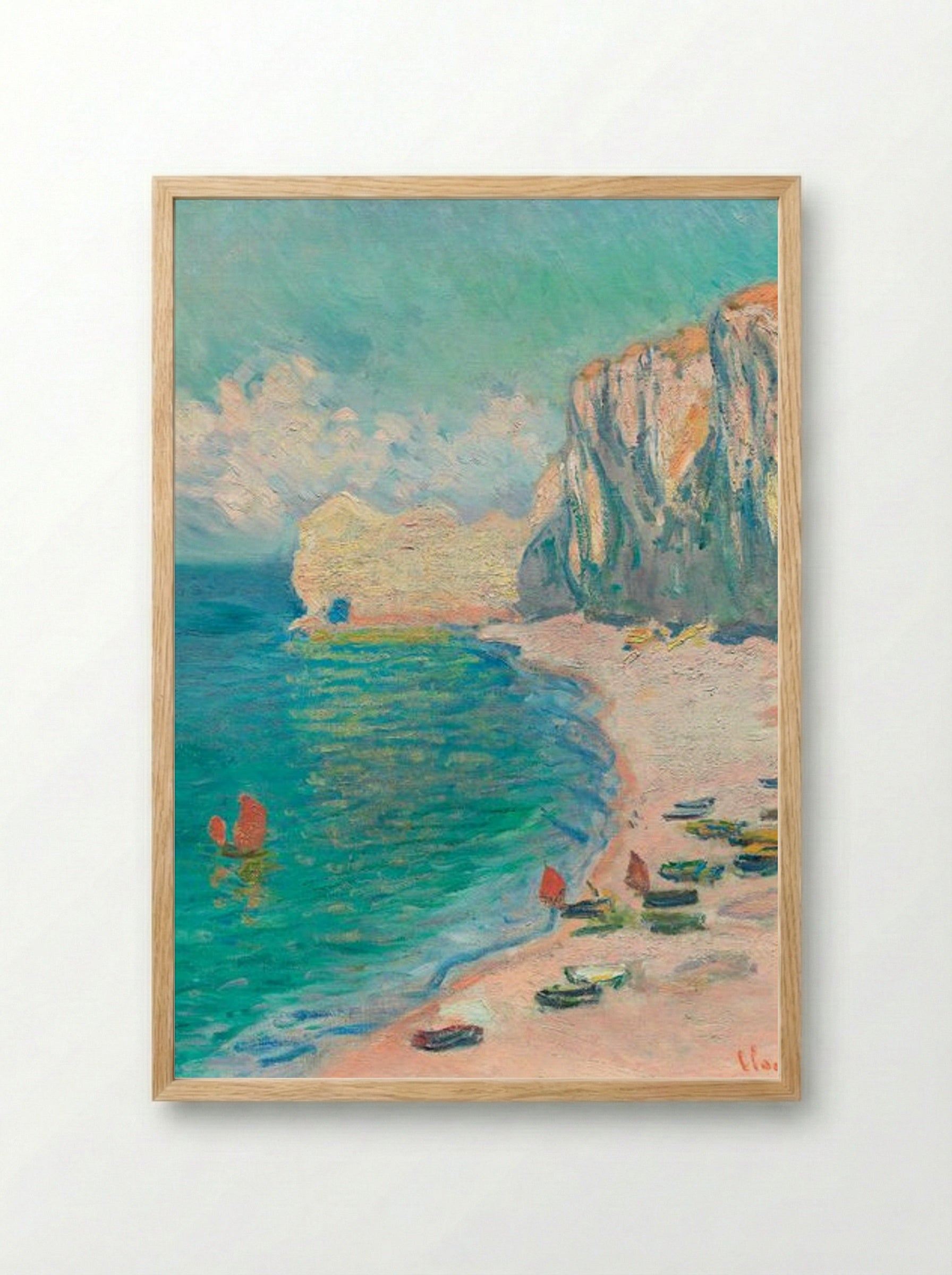 The Beach and the Falaise d'Amont - Claude Monet - Framed Print Wood