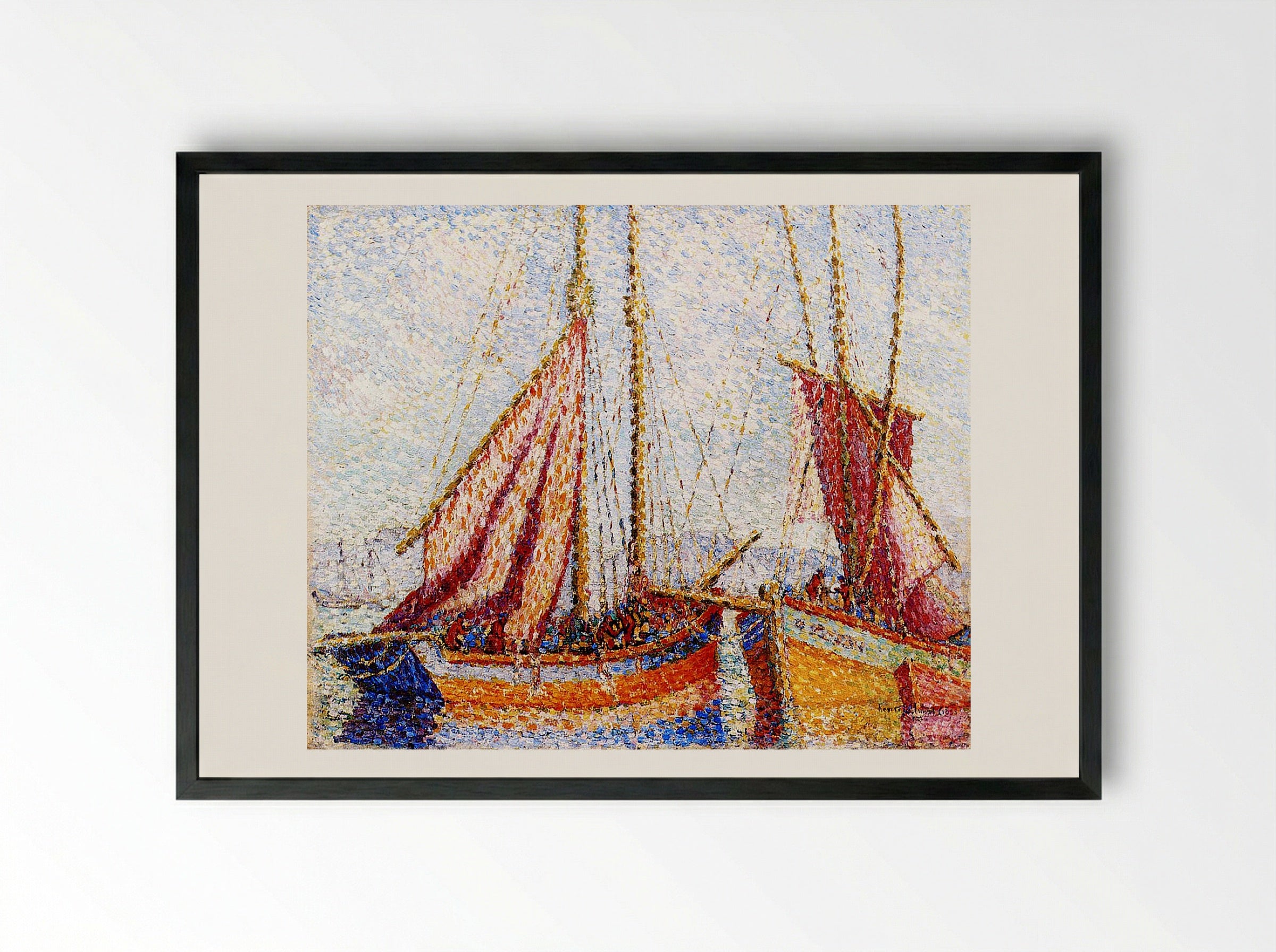Sailboats - Henri-Edmond Cross - Framed Print Black