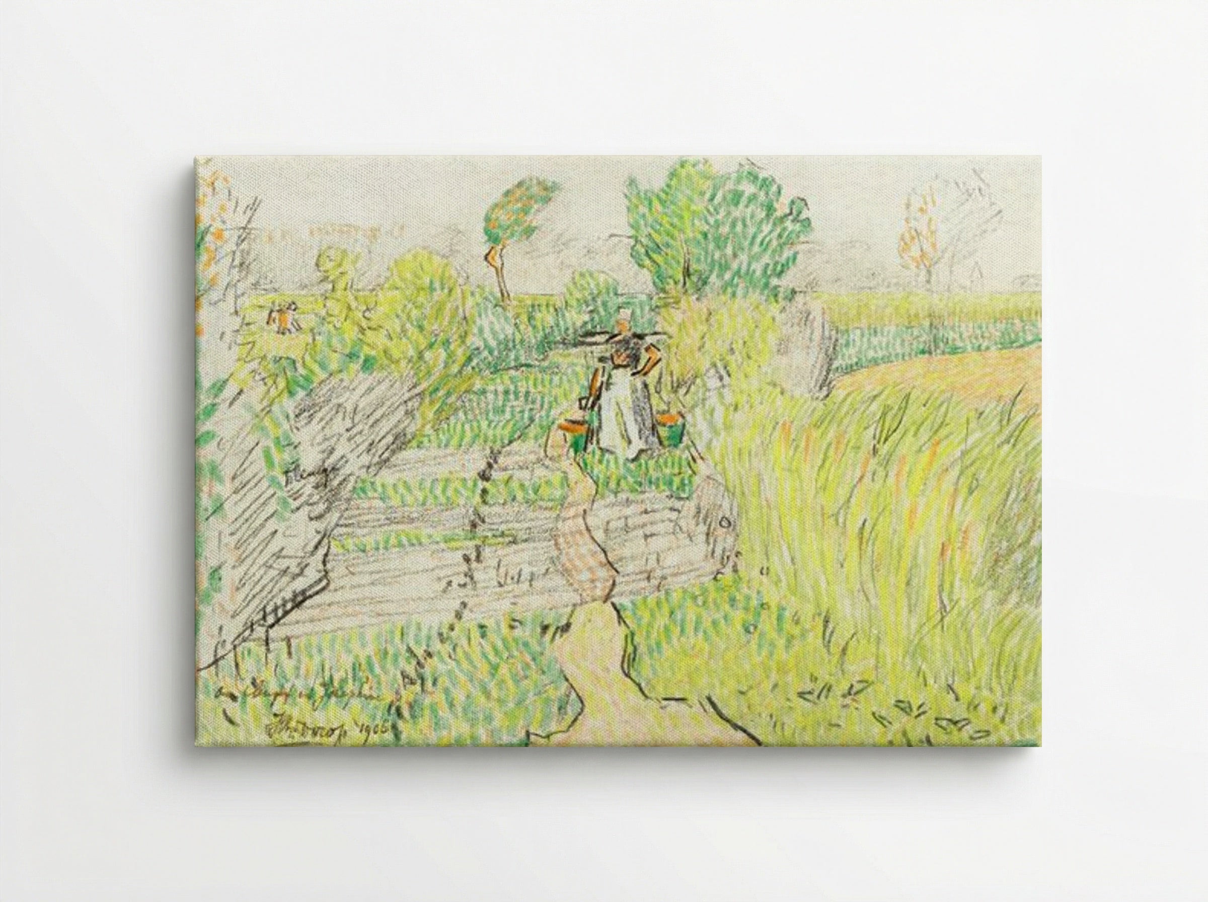 Peasant Woman with Milk Buckets in a Wheat Field - Jan Toorop - Canvas