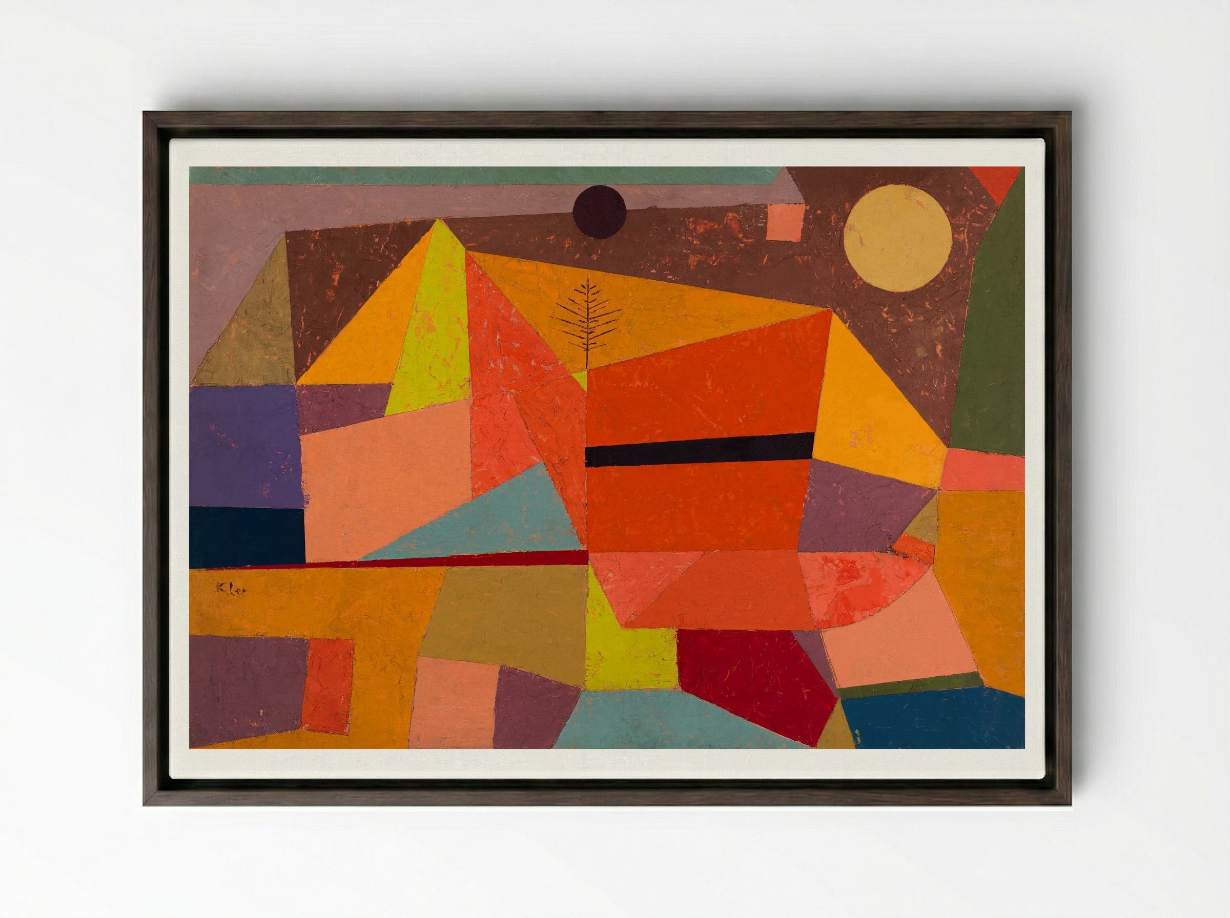 Heitere Gebirgslandschaft (Joyful Mountain Landscape) - Paul Klee - Framed Canvas Dark Wood