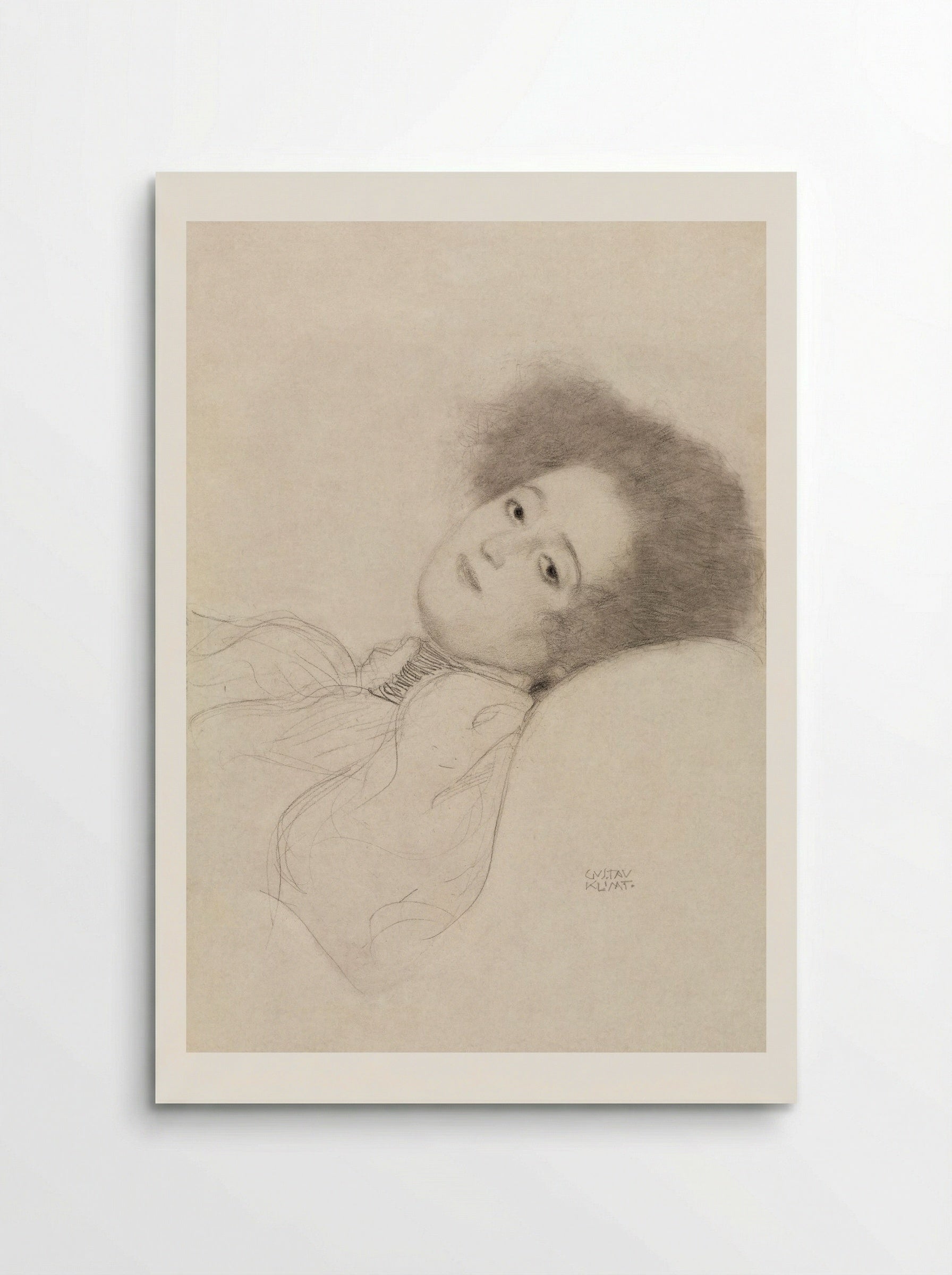 Portrait of a Young Woman Reclining - Gustav Klimt - Poster
