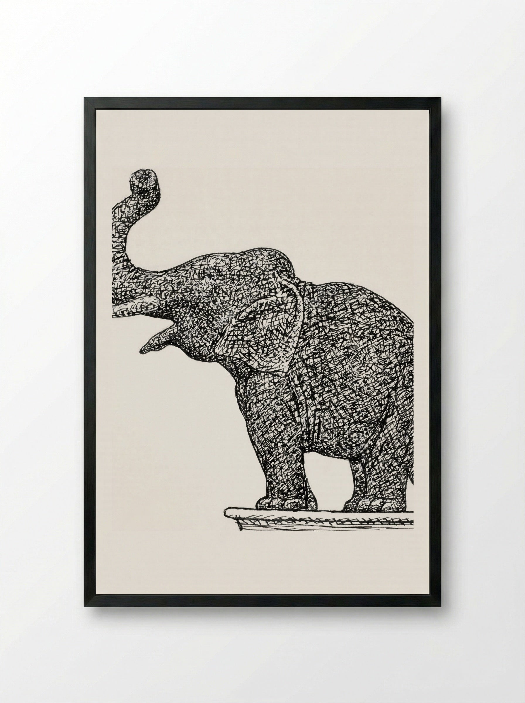 Elephant on a Book - Leo Gestel - Framed Print Black