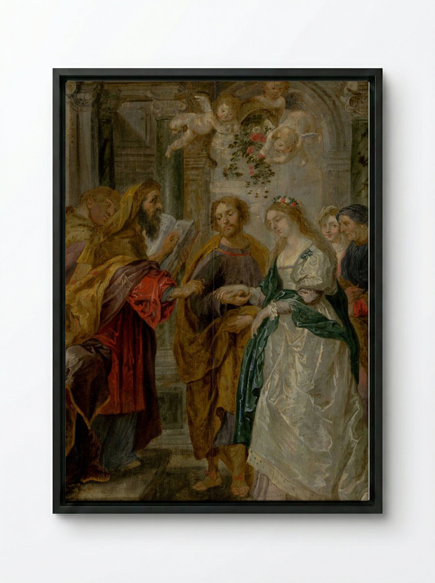 The Betrothal of the Virgin Mary - Peter Paul Rubens - Framed Canvas Black