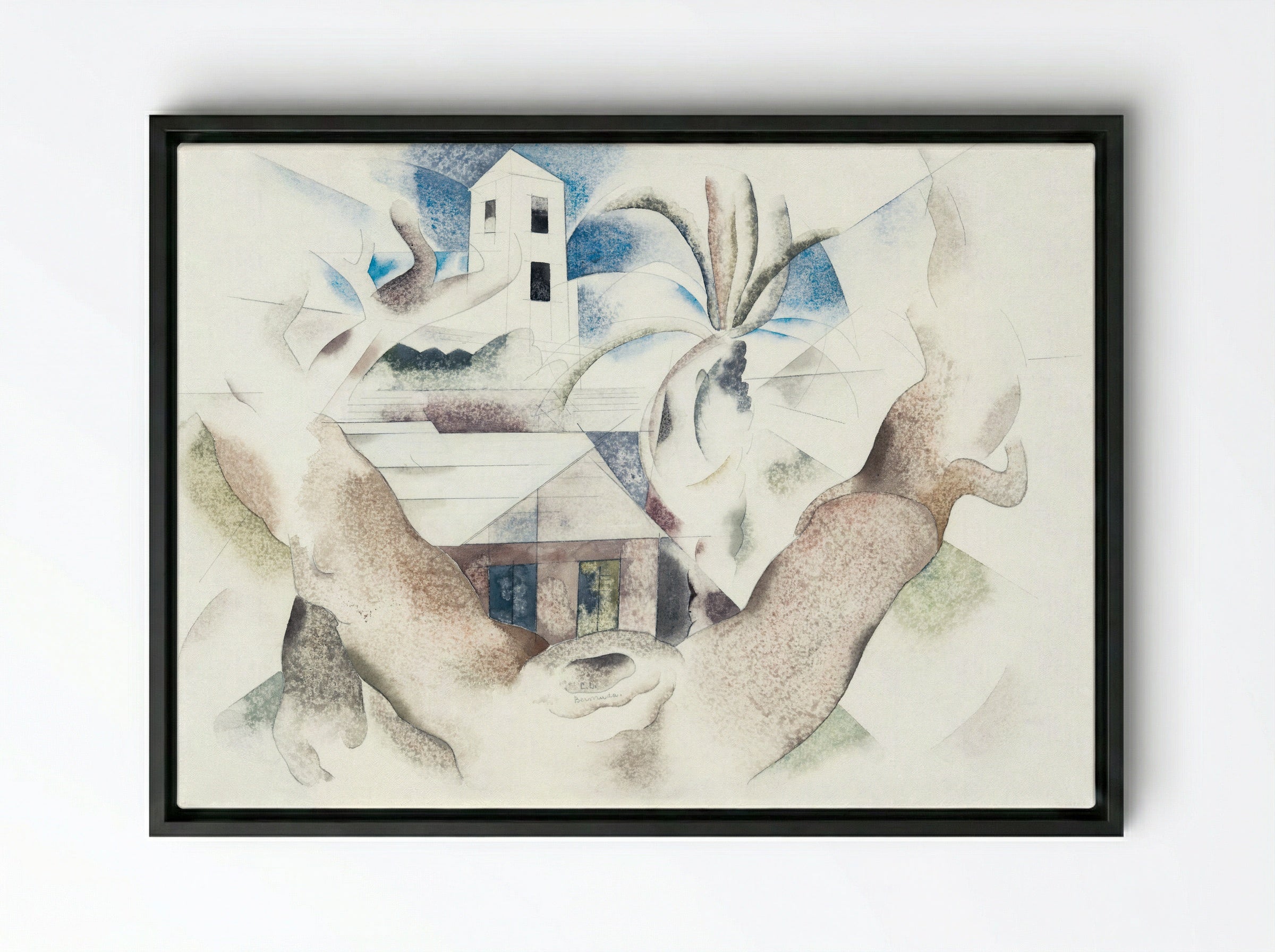 Bermuda No. 1, Tree and House - Charles Demuth - Framed Canvas Black