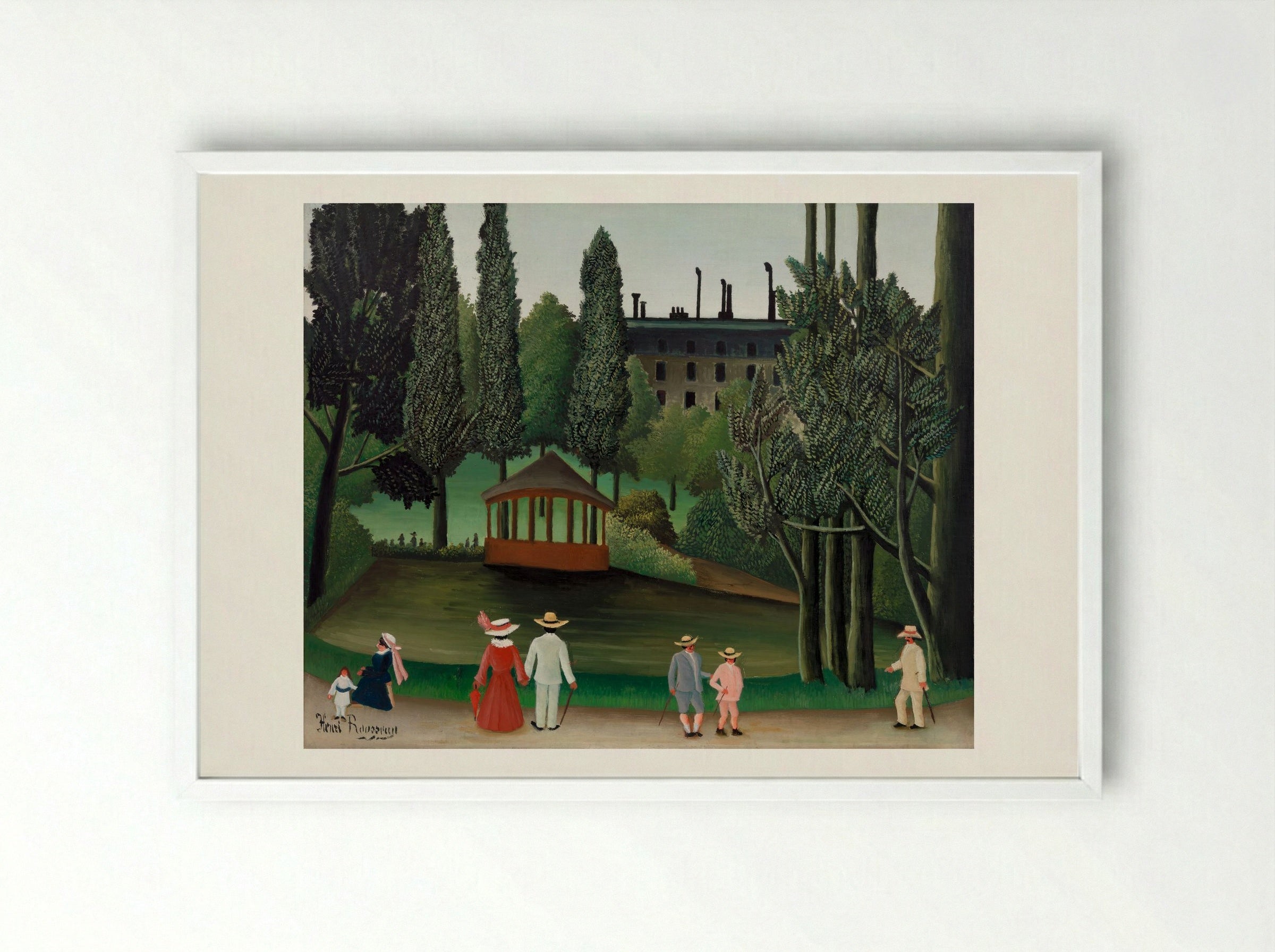 View of Montsouris Park, the Kiosk - Henri Rousseau - Framed Print White