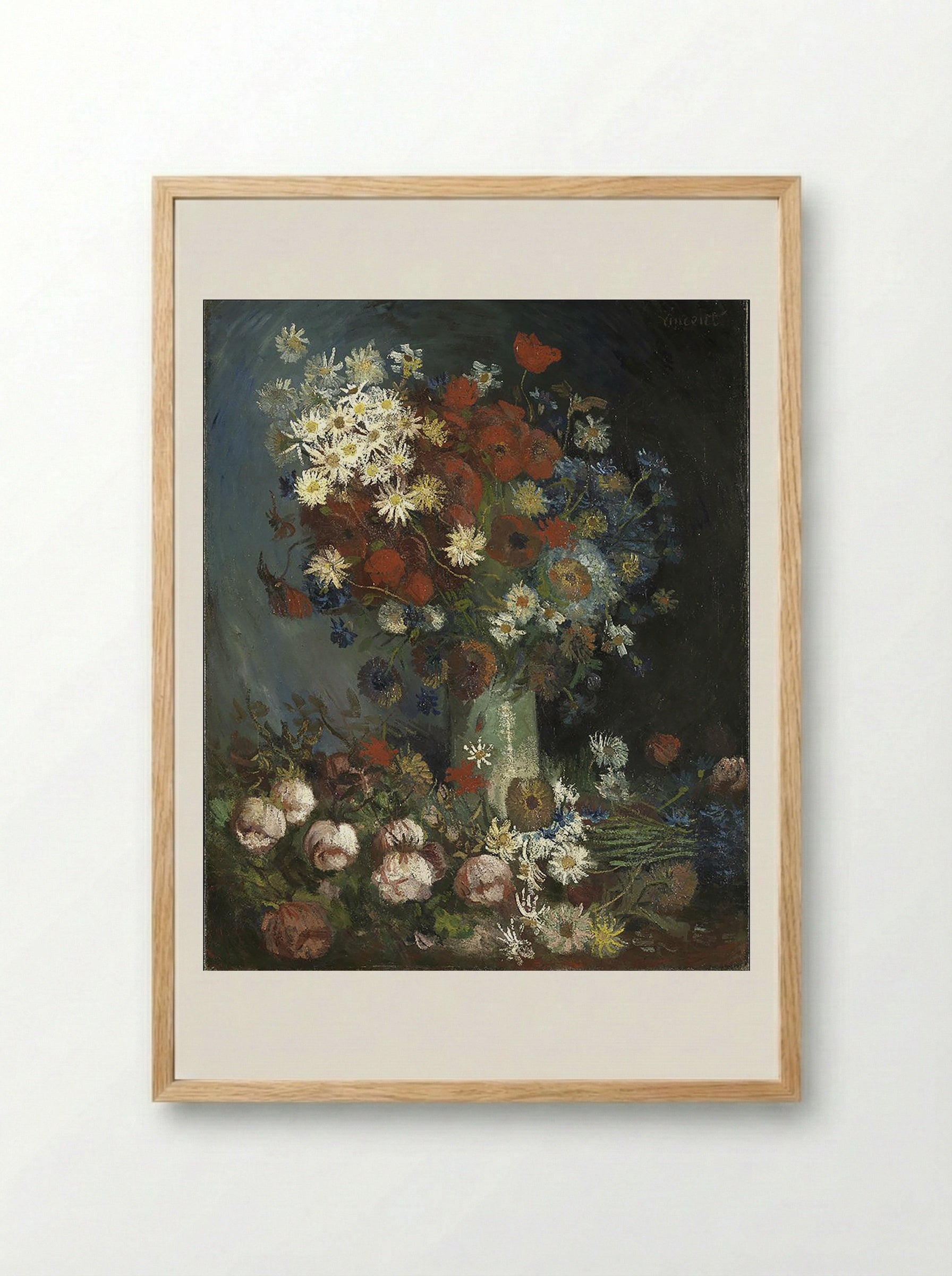 Still Life with Meadow Flowers and Roses - Vincent van Gogh - Framed Print Wood