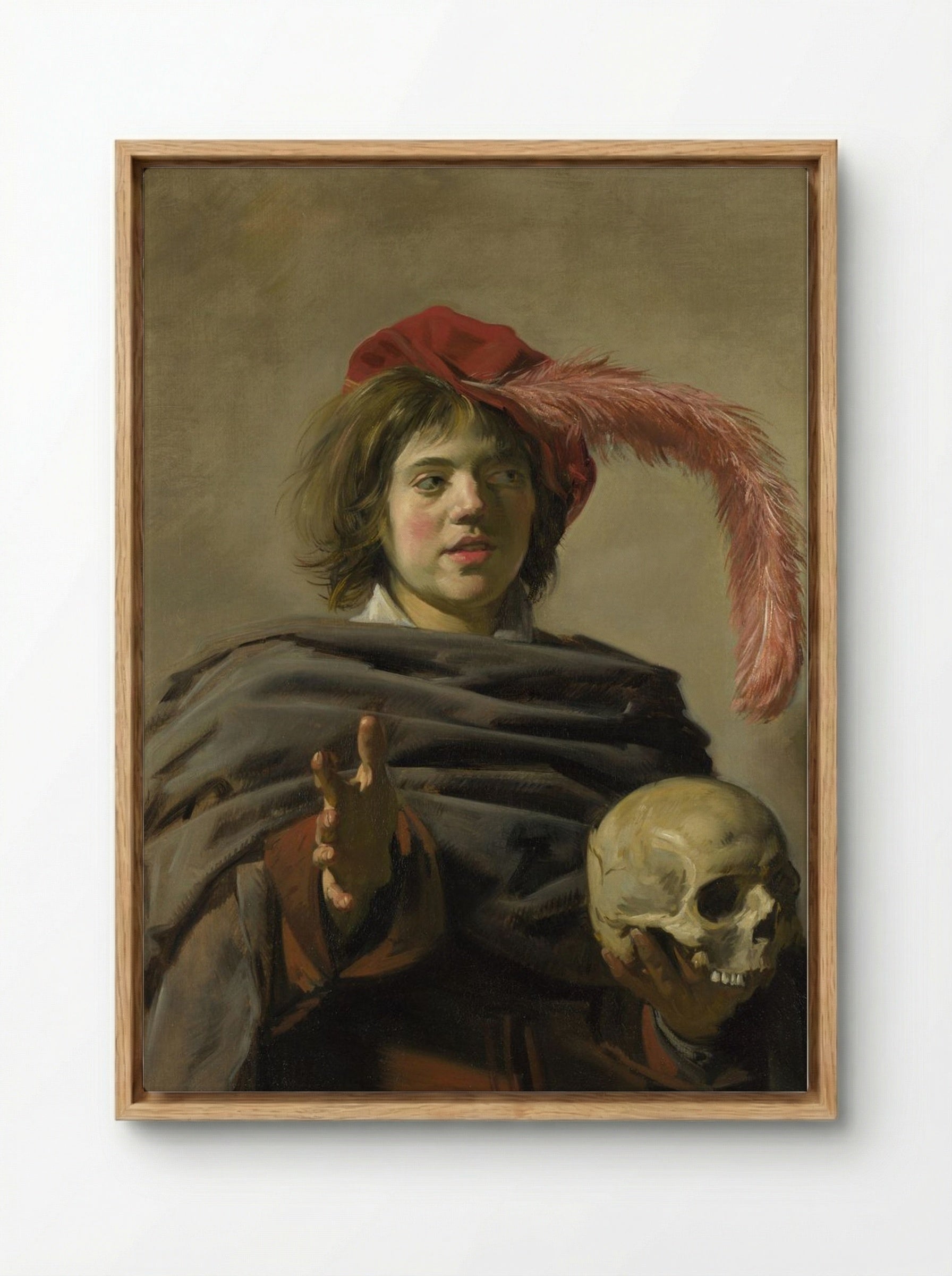 Young Man with a Skull (Vanitas) - Frans Hals - Framed Canvas Wood