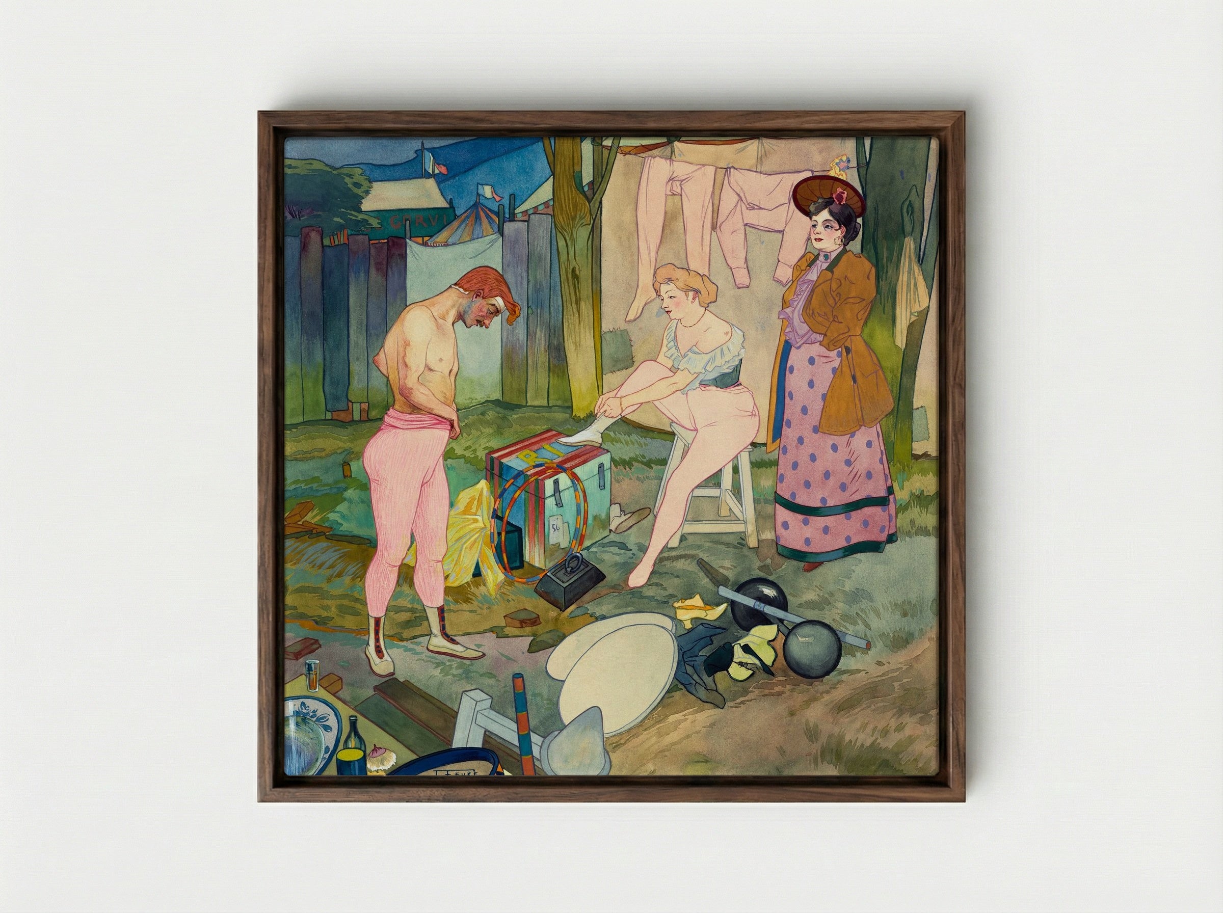 Le Cirque Corvi - Georges de Feure - Framed Canvas Dark Wood
