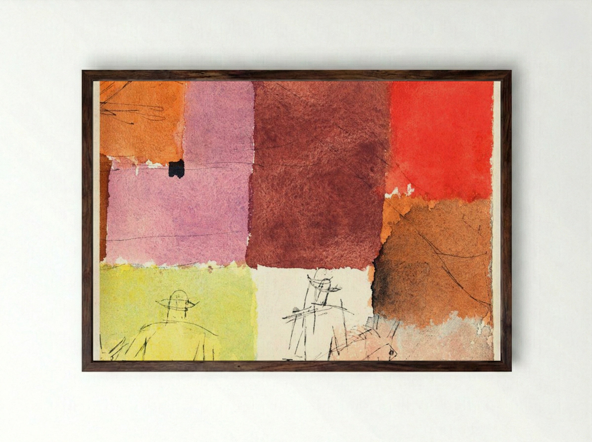 Composition with Figures - Paul Klee - Framed Print Dark Wood