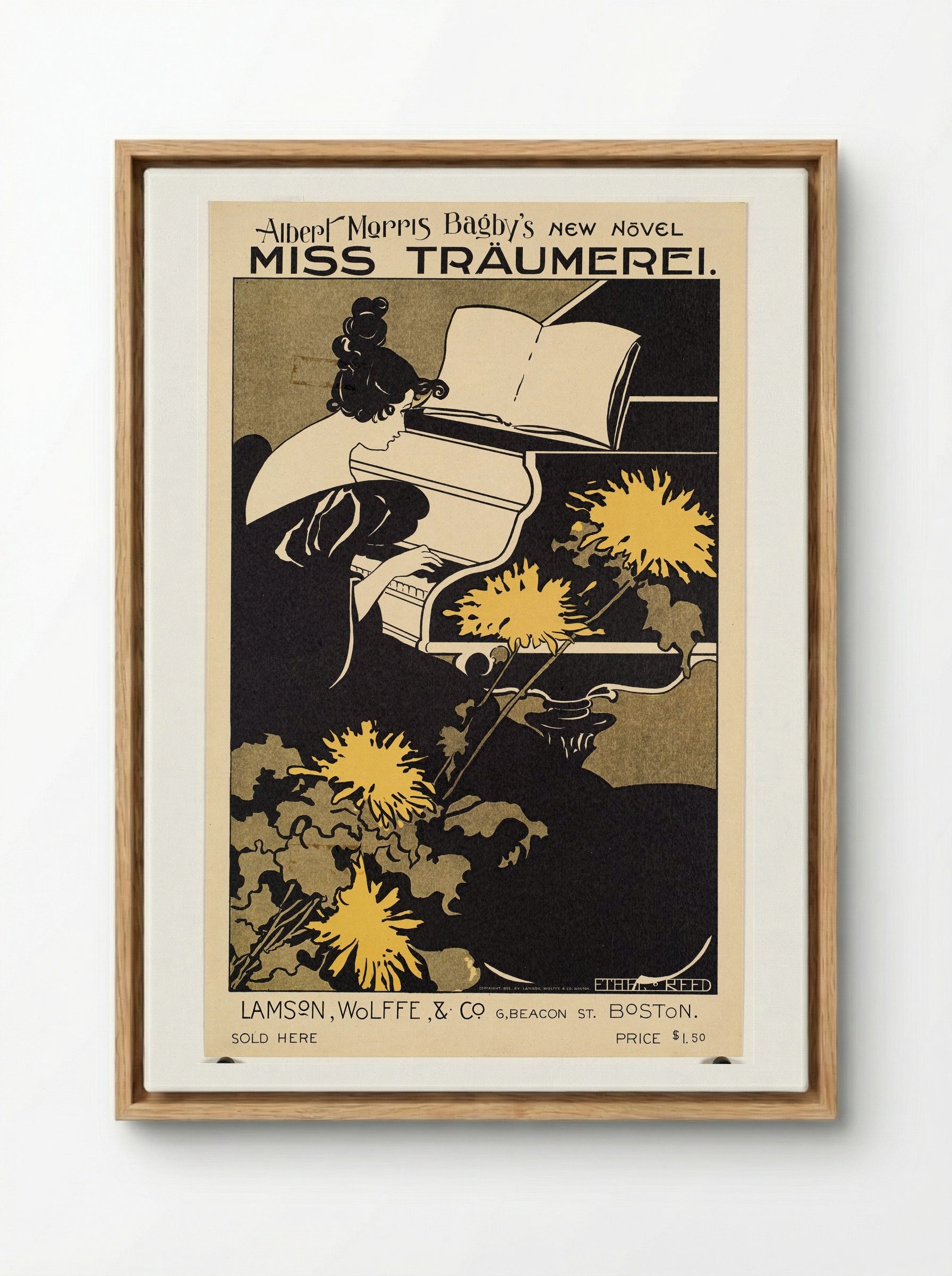 Miss Traumerei (Poster for Albert Morris Bagby's Novel) - Ethel Reed - Framed Canvas Wood