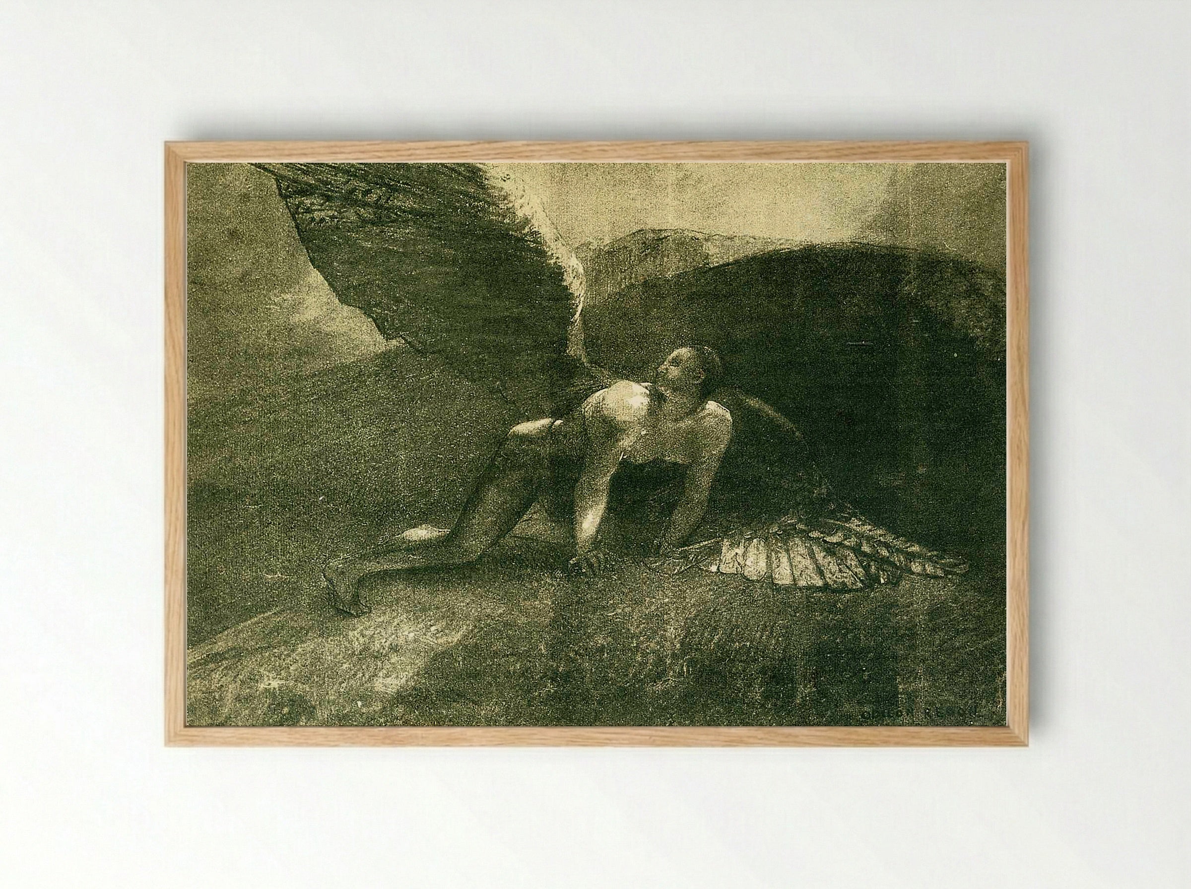 Fallen Angel - Odilon Redon - Framed Print Wood