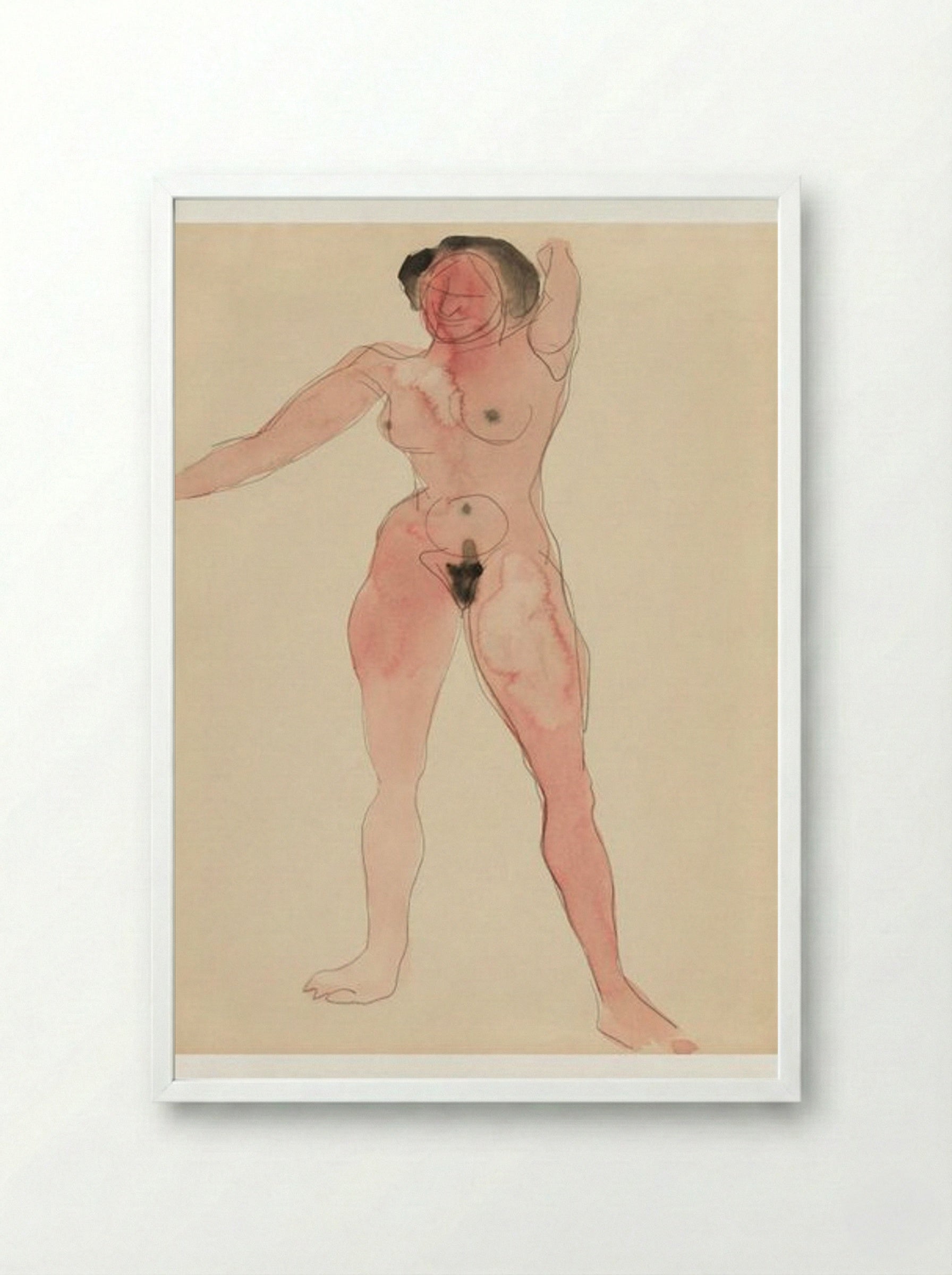 Female Nude (Standing Figure) - Charles Demuth - Framed Print White