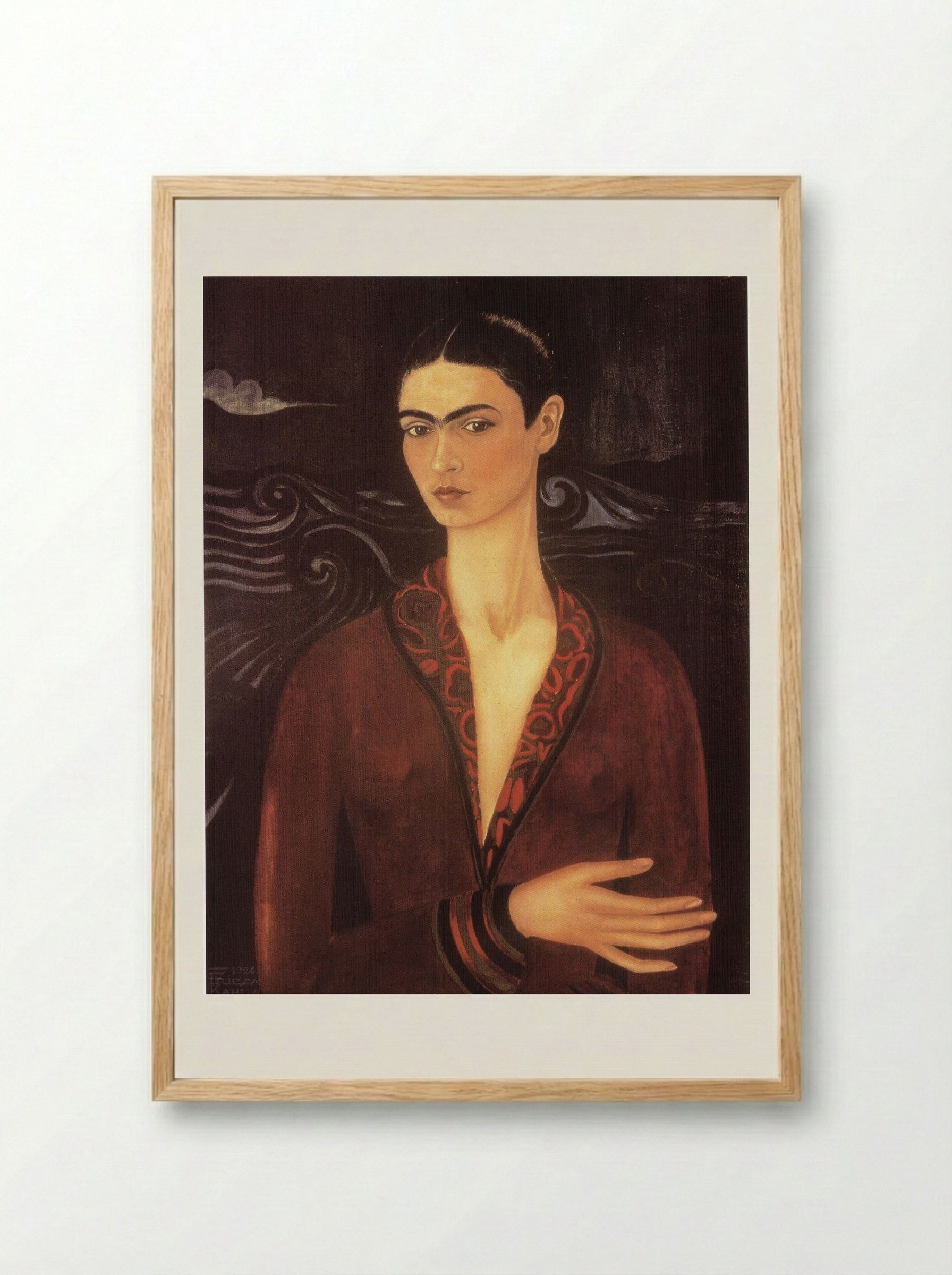 Self-Portrait in a Velvet Dress - Frida Kahlo - Framed Print Wood