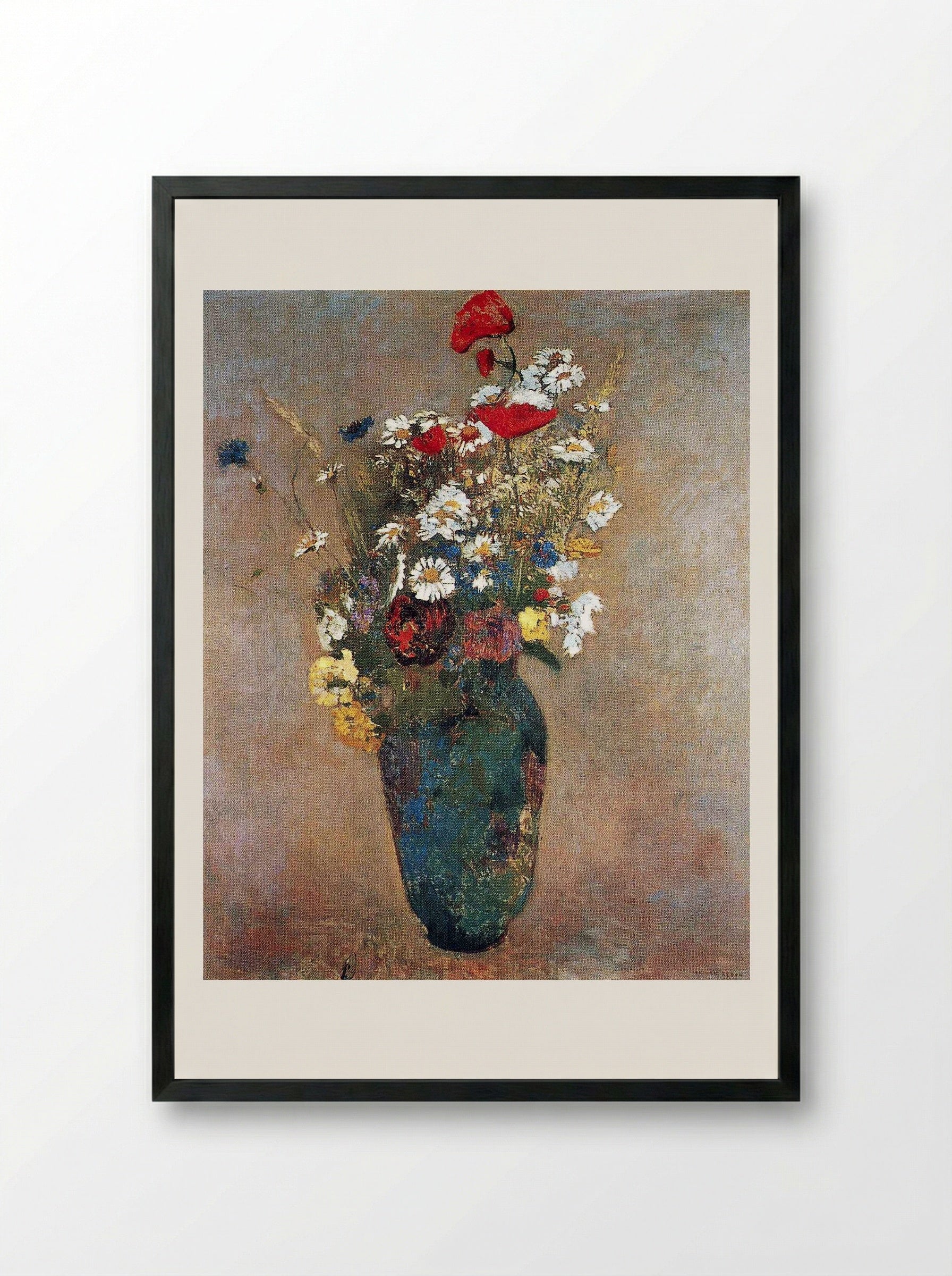 Vase of Flowers - Odilon Redon - Framed Print Black