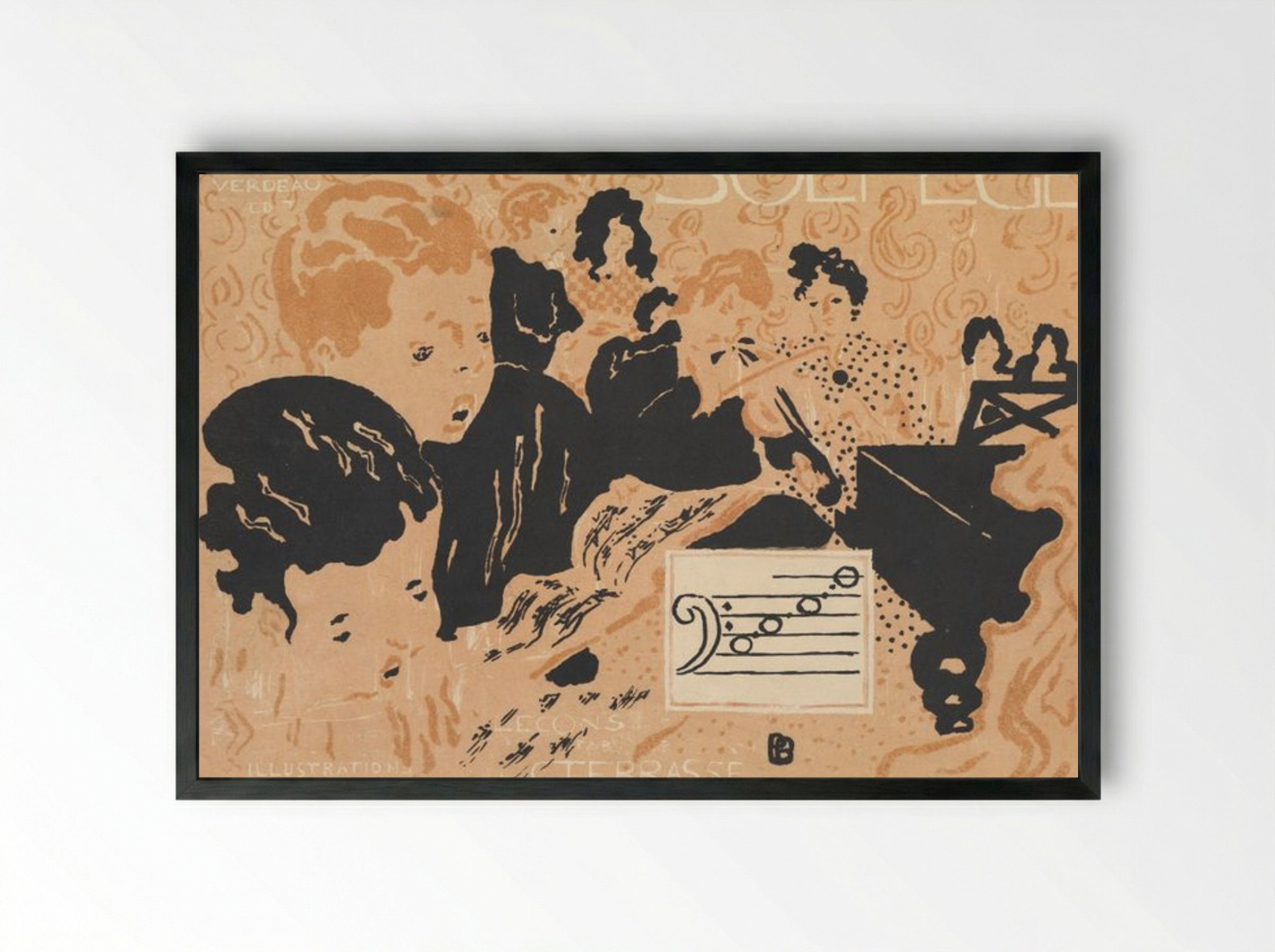 Preliminary Cover Design for Petit Solfège Illustré - Pierre Bonnard - Framed Print Black
