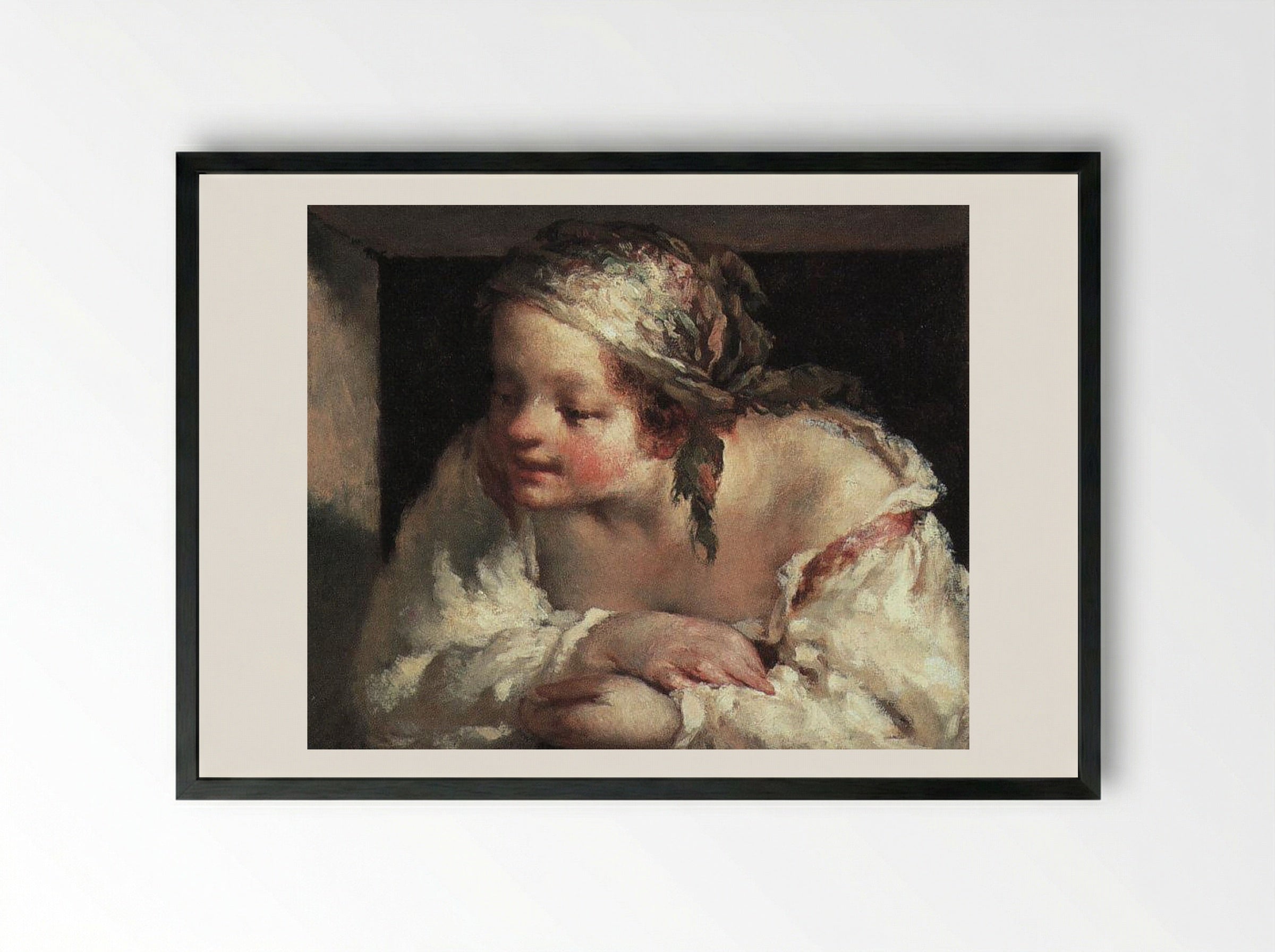 Young Woman - Jean-François Millet - Framed Print Black