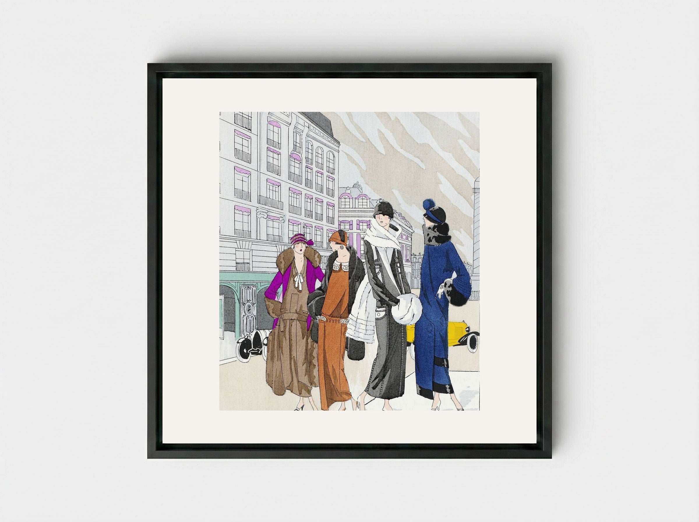 Four Ladies in Creations - Georges Prémet - Framed Canvas Black