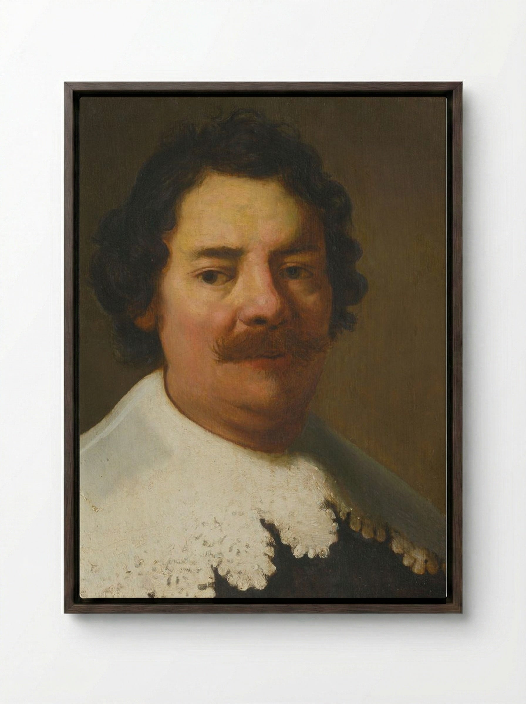 Portrait of Willem Burchgraeff - Bartholomeus van der Helst - Framed Canvas Dark Wood