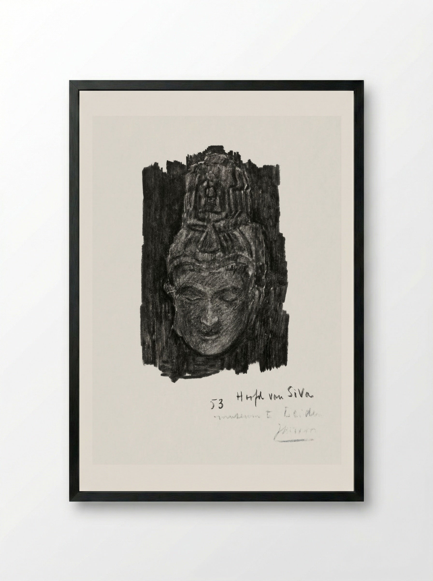 Study of Head of Shiva in the Museum of Ethnology in Leiden - Jan Toorop - Framed Print Black