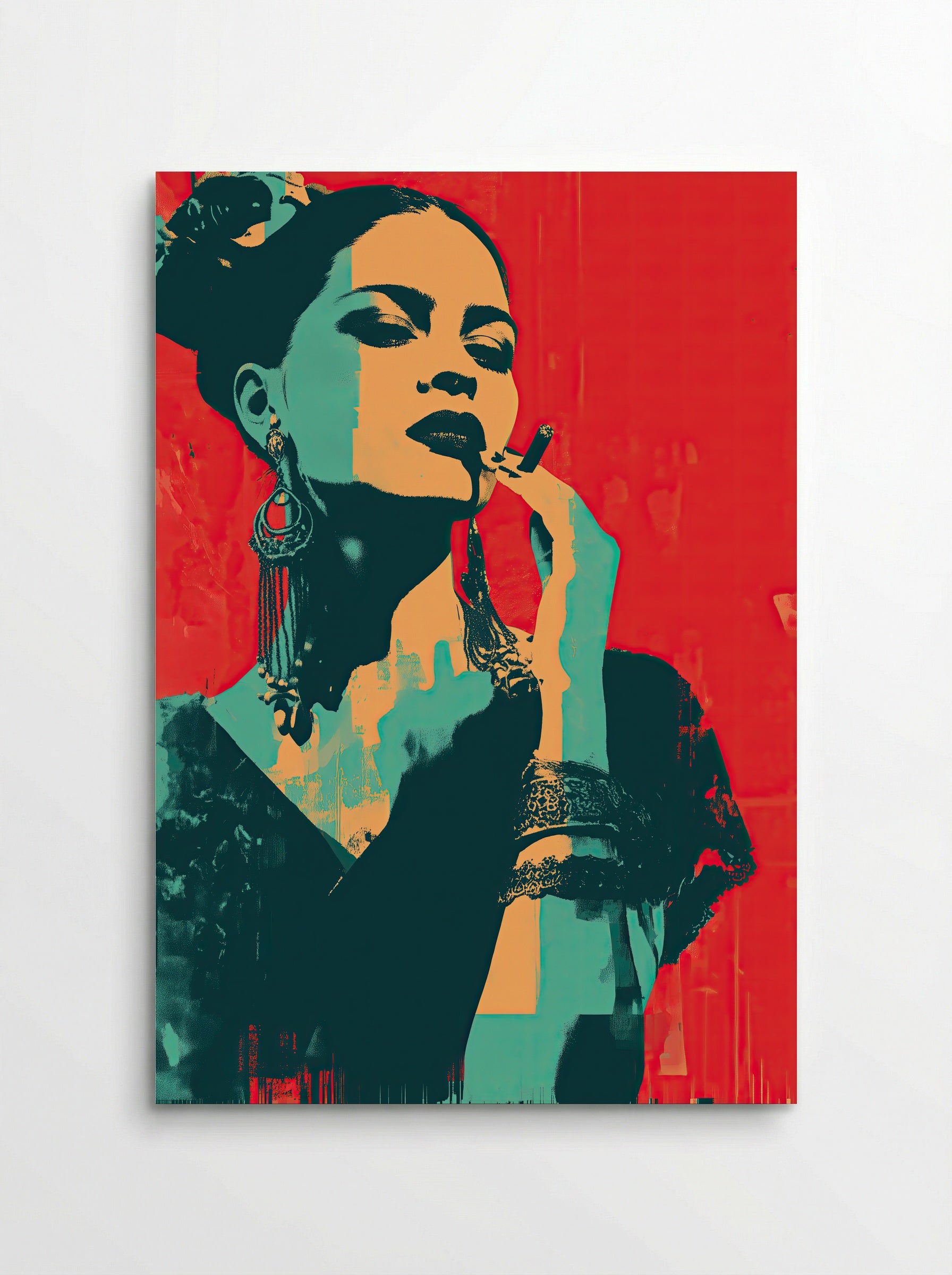 Carmen in Crimson – Bold Latin Pop Art Portrait - Poster