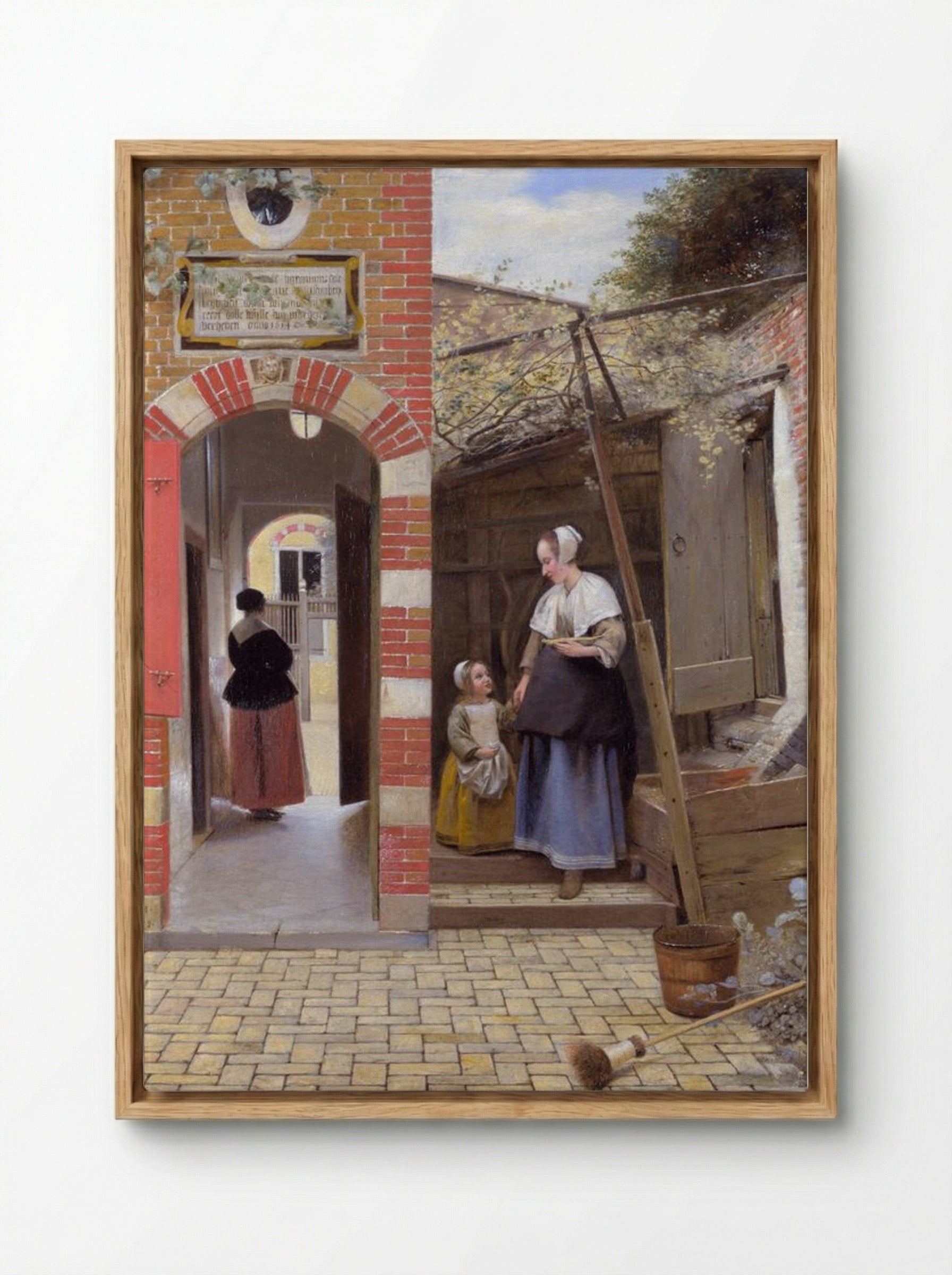 The Courtyard of a House in Delft - Pieter de Hooch - Framed Canvas Wood