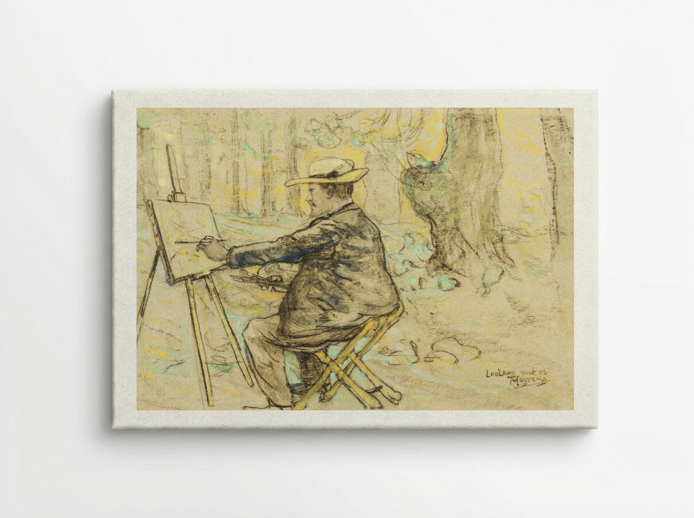 Portret van Henricus, schilderend in de Loolaan te Den Haag - Theodorus van Hoytema - Canvas
