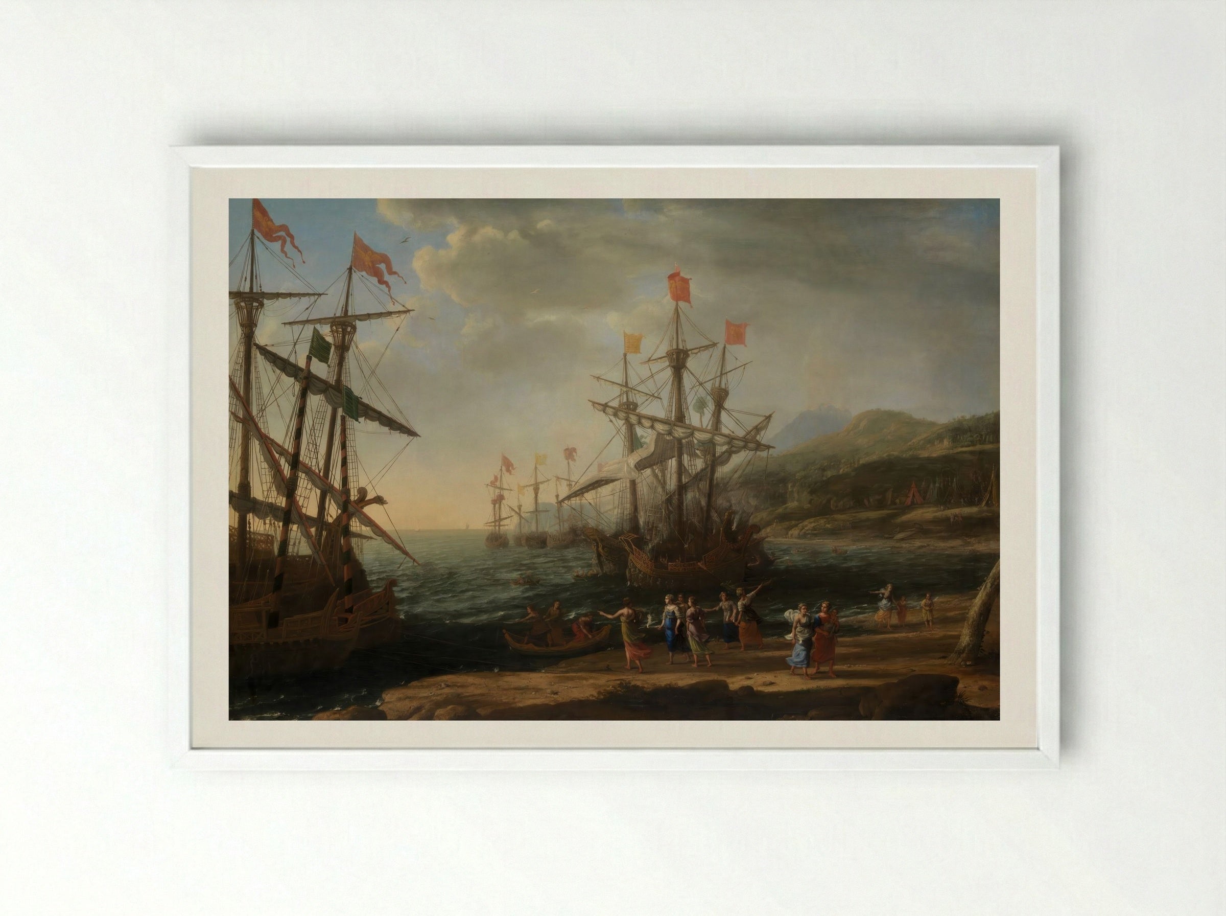 The Trojan Women Setting Fire to Their Fleet - Claude Lorrain - Framed Print White