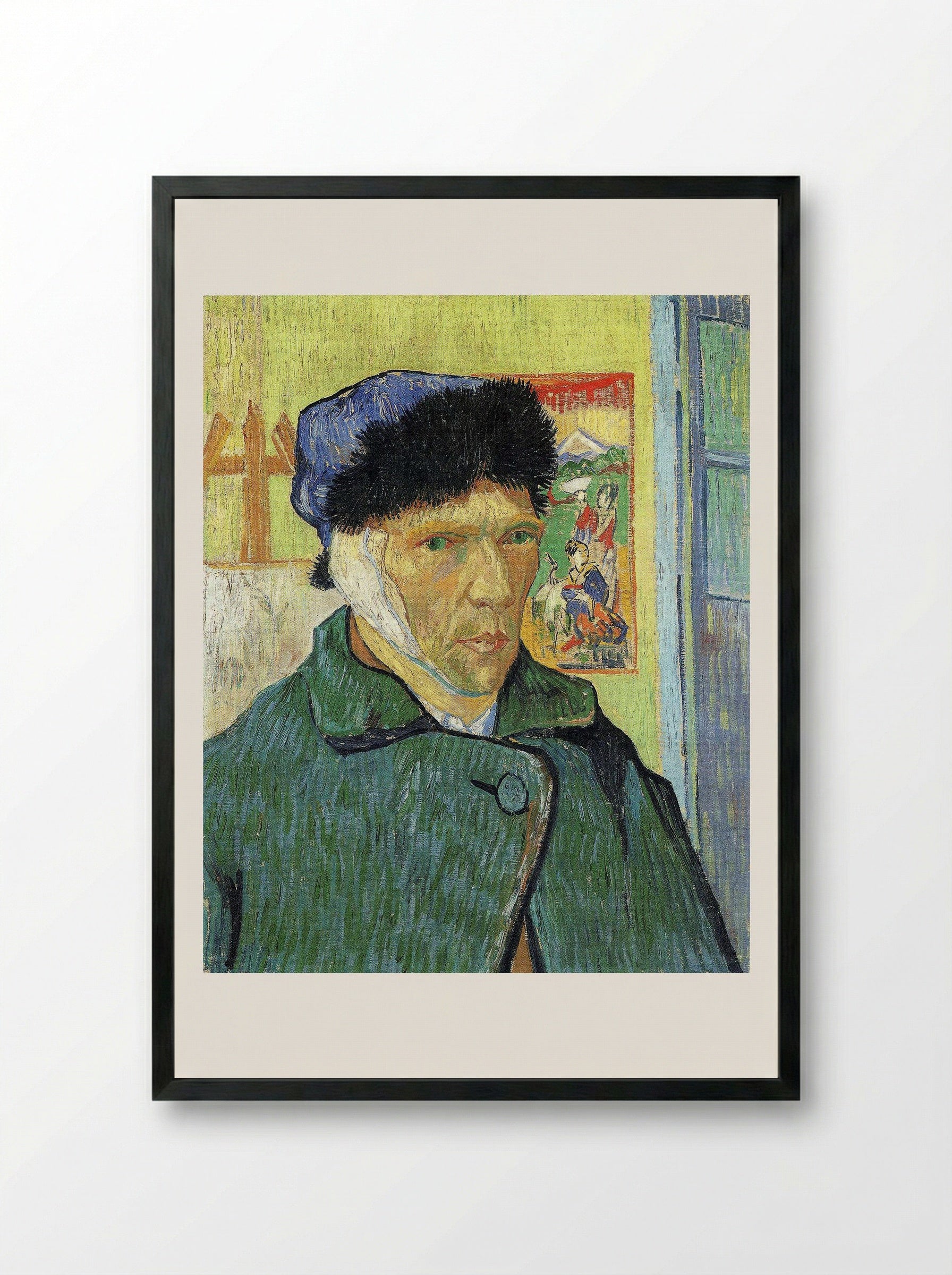 Self-Portrait with Bandaged Ear - Vincent van Gogh - Framed Print Black