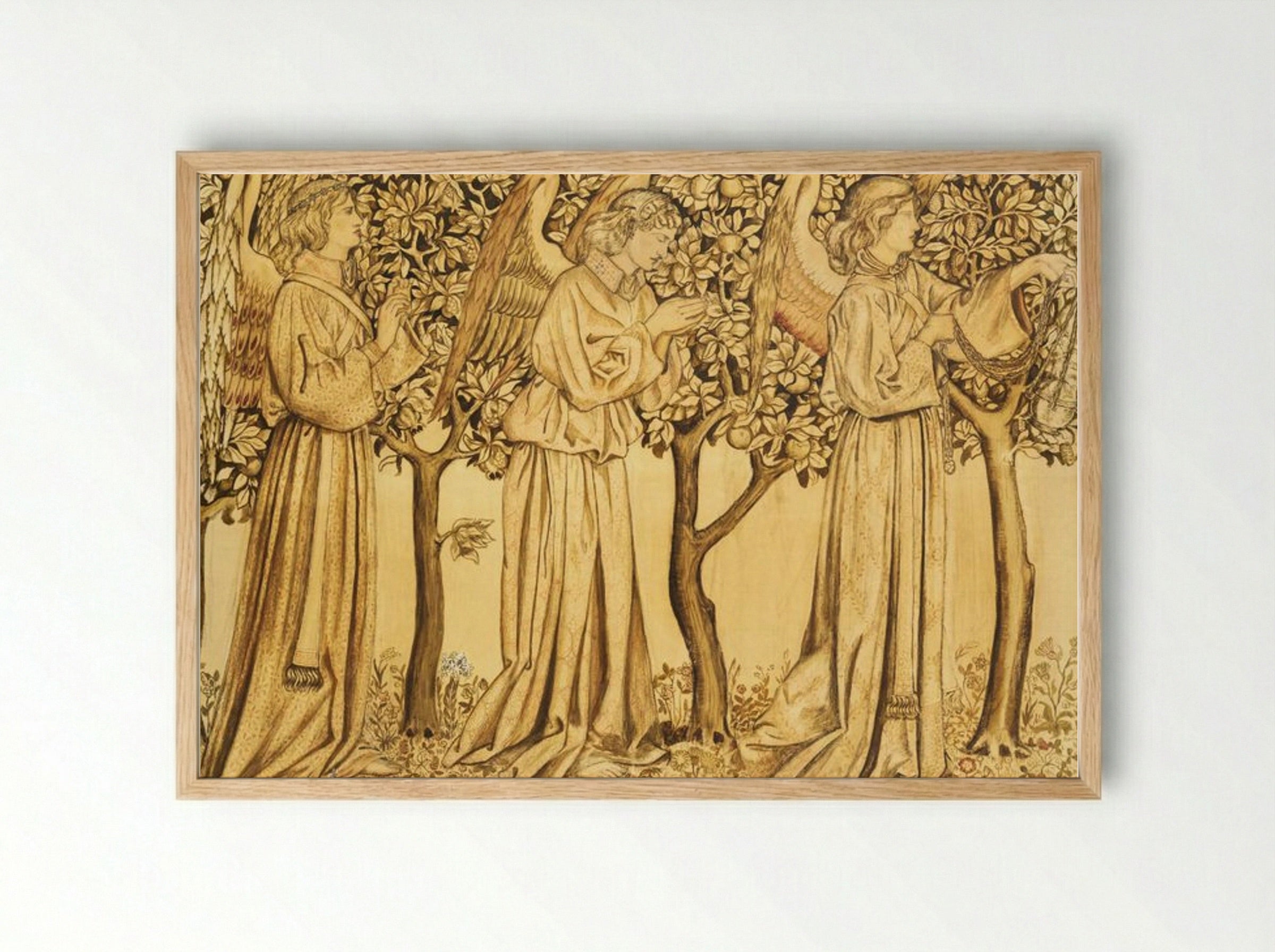 Tile Design: Processing Angels - William Morris - Framed Print Wood
