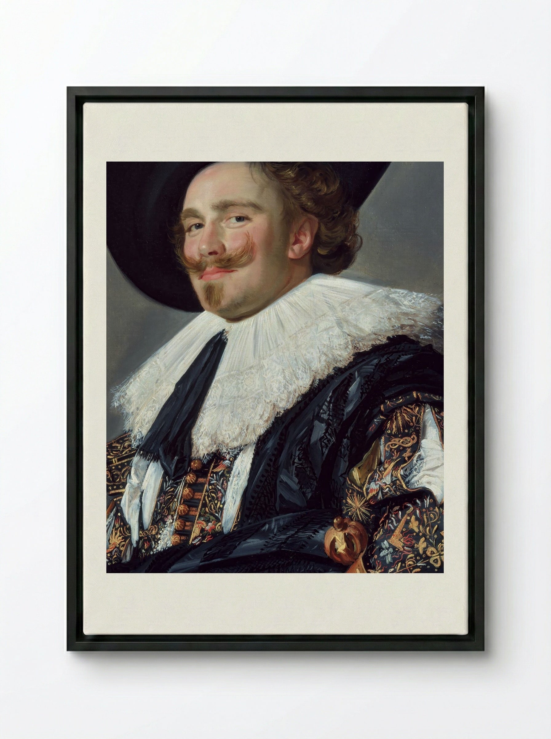 The Merry Cavalier - Frans Hals - Framed Canvas Black