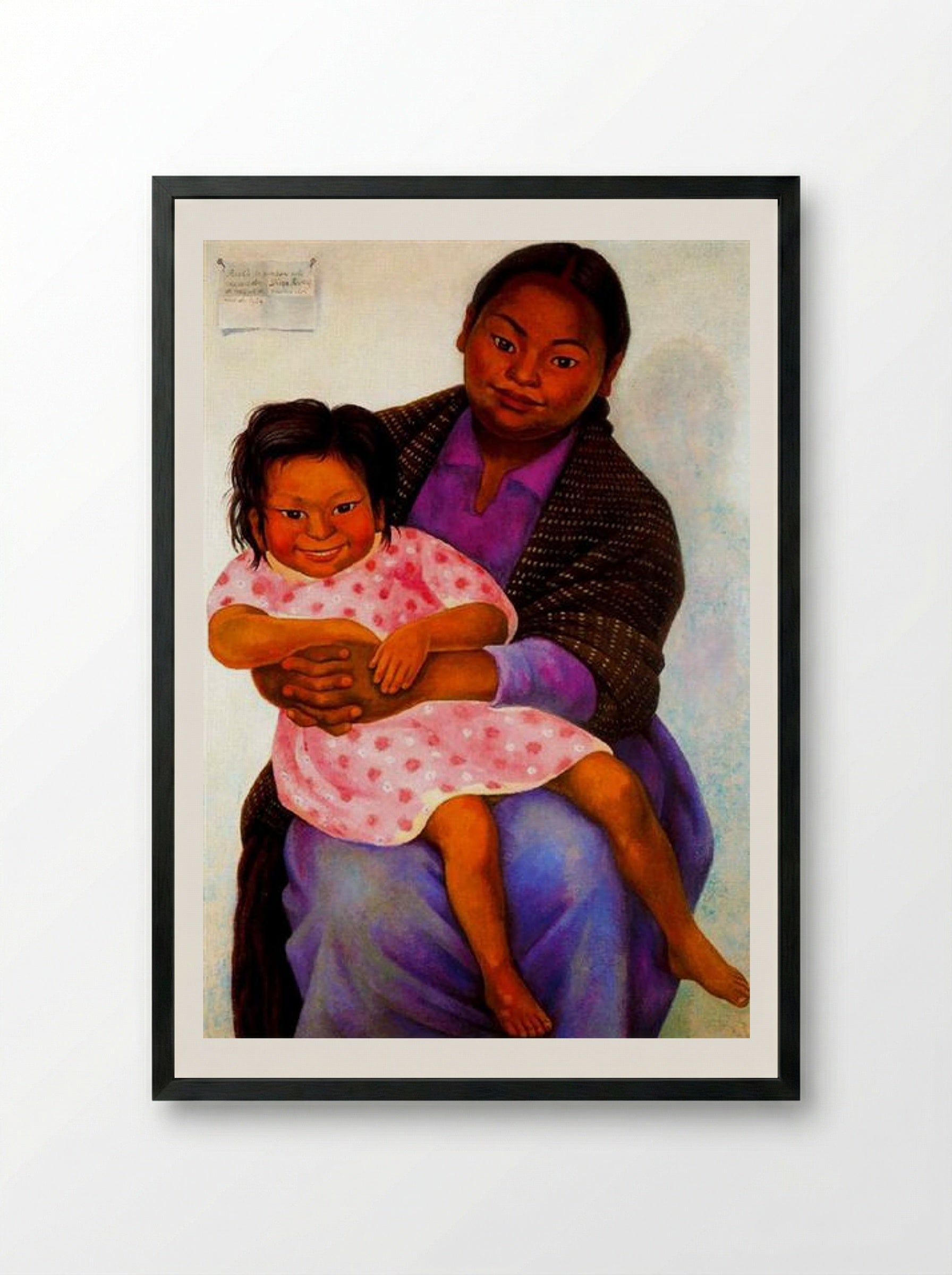Portrait of Madesta and Inesita - Diego Rivera - Framed Print Black